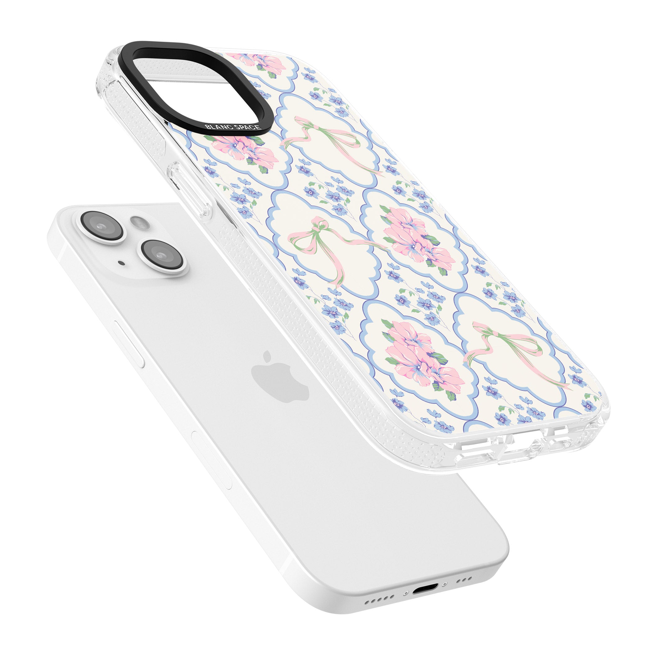 Coquette Flowers & Bows iPhone 15 / 14 / 13 Clear Case Impact Air - Blanc Space