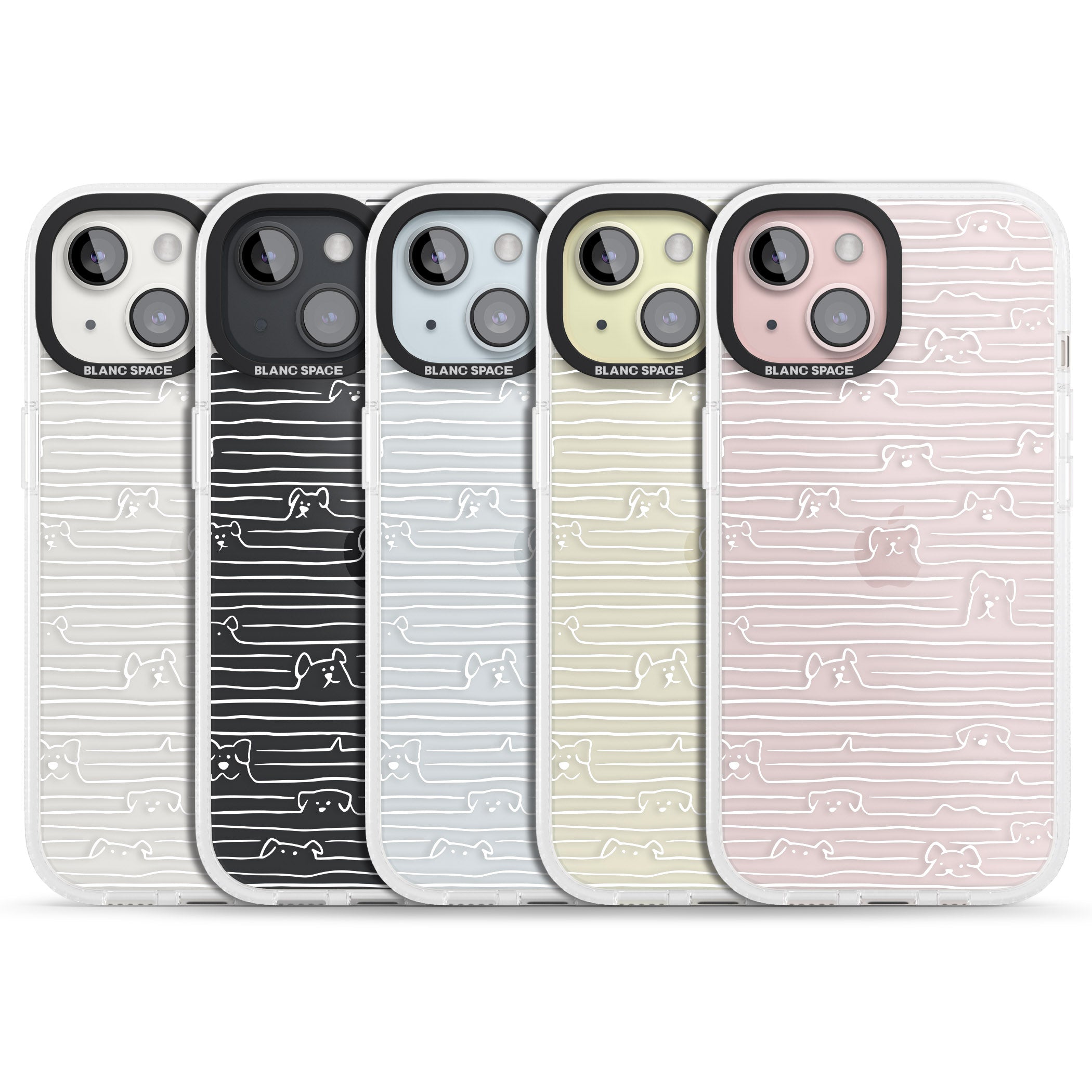 Dog Line Art - White iPhone 15 / 14 / 13 Clear Case Impact Air - Blanc Space