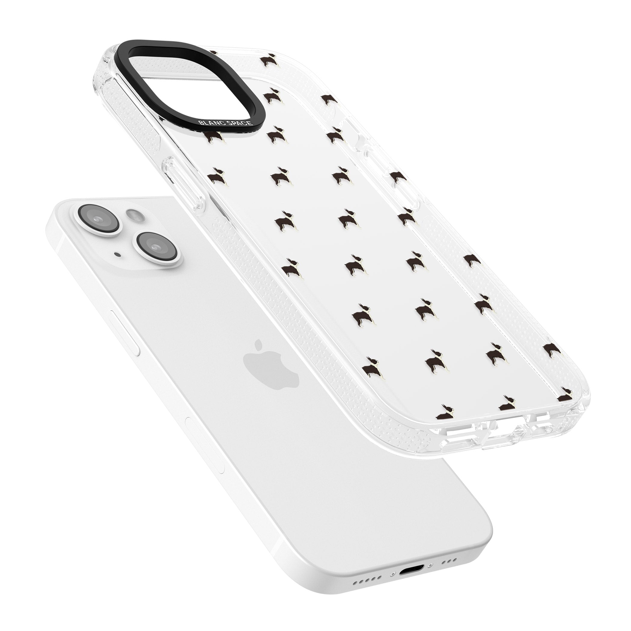 Boston Terrier Dog Pattern Clear iPhone 15 / 14 / 13 Clear Case Impact Air - Blanc Space