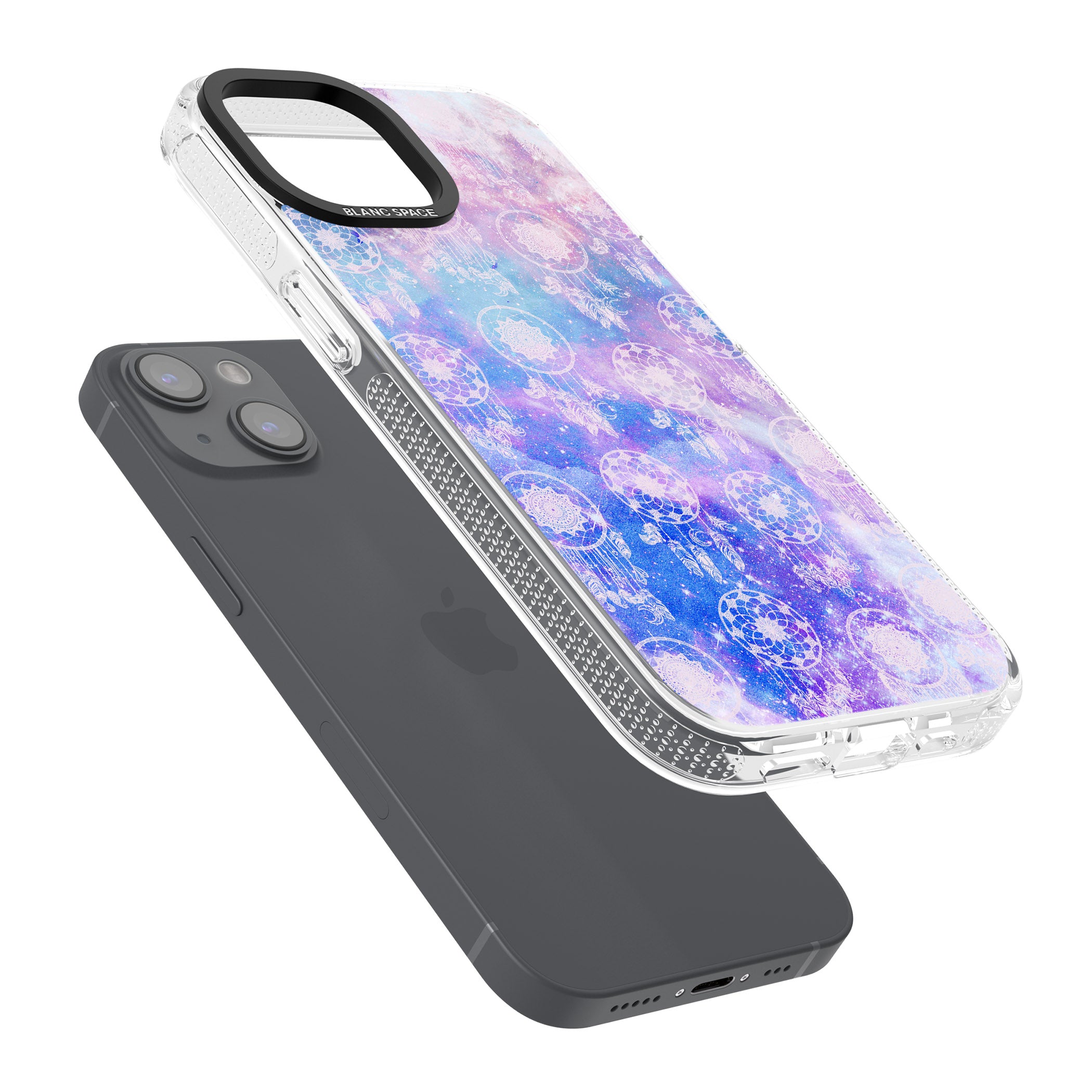 Dreamcatcher Pattern Galaxy Print Tie Dye iPhone 15 / 14 / 13 Clear Case Impact Air - Blanc Space