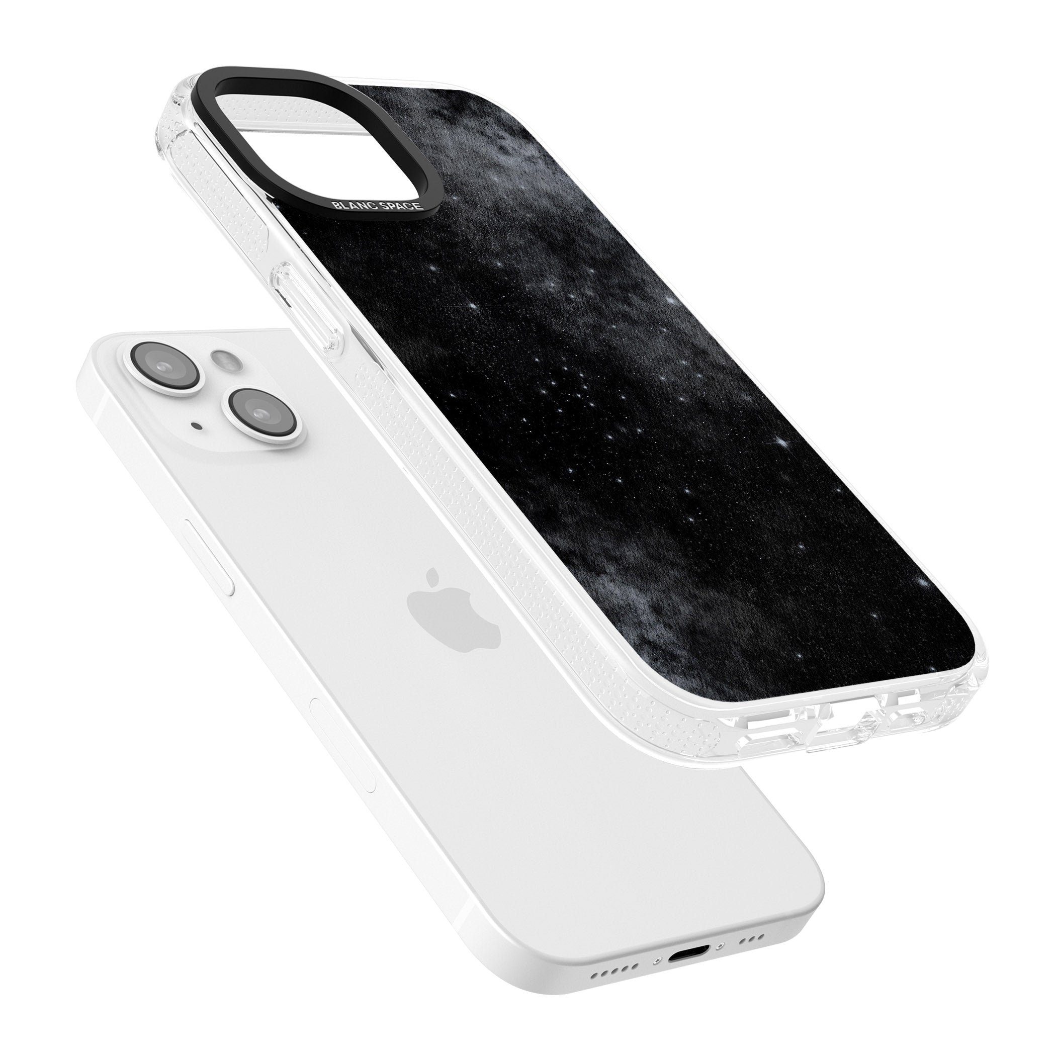 Night Sky Galaxies: Shimmering Stars iPhone 15 / 14 / 13 Clear Case Impact Air - Blanc Space