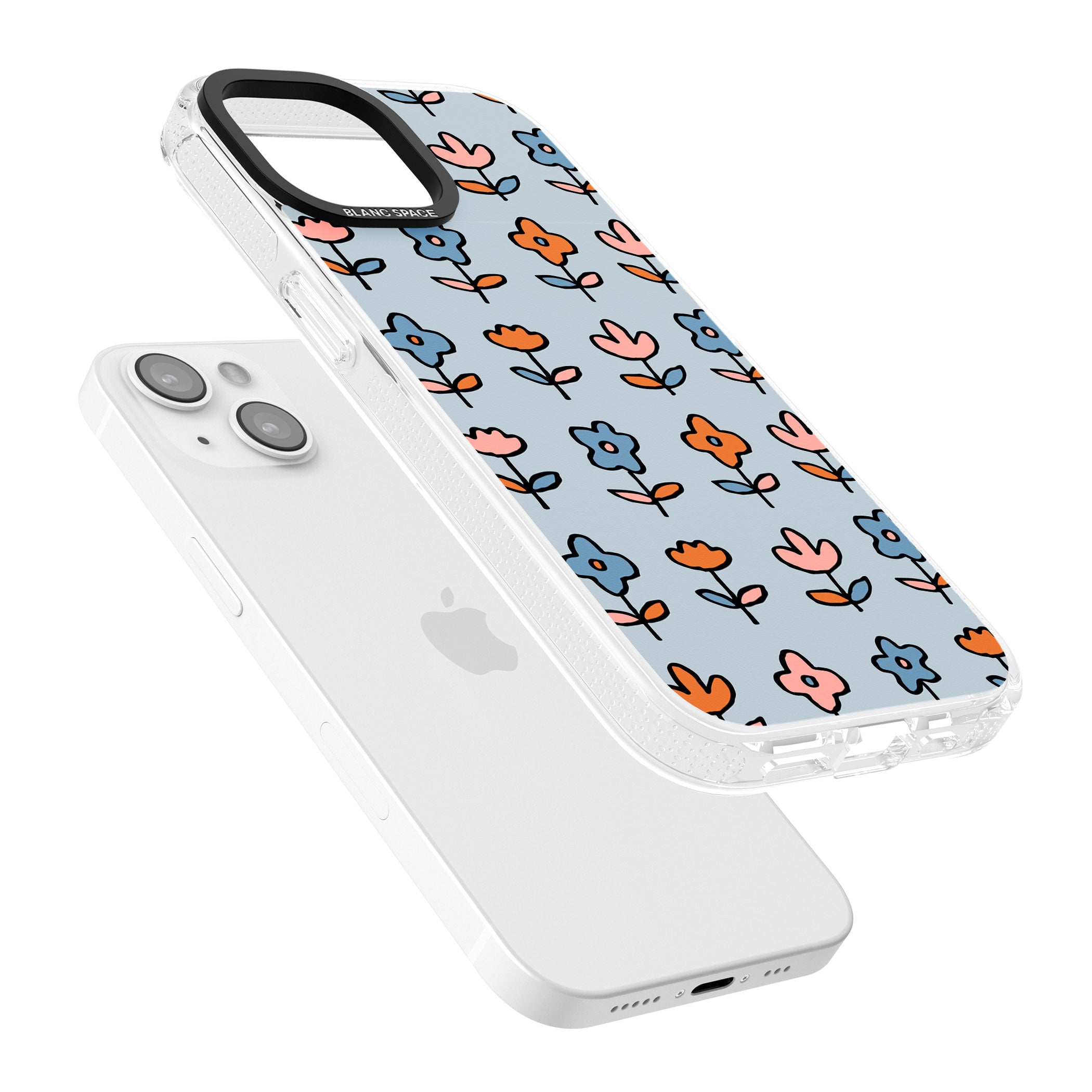 Vintage Floral Array iPhone 15 / 14 / 13 Clear Case Impact Air - Blanc Space
