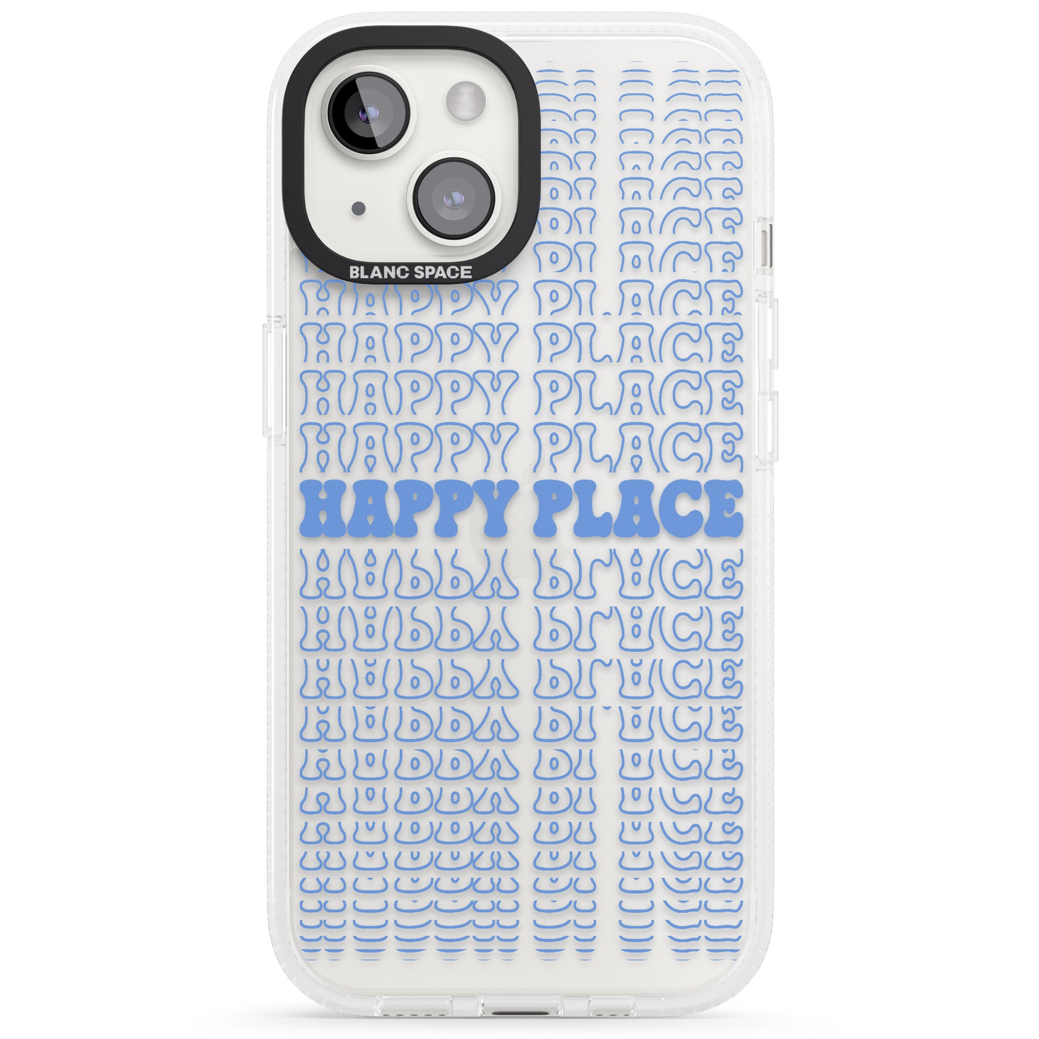 Happy Place (Blue) iPhone 15 / 14 / 13 Clear Case Impact Air - Blanc Space