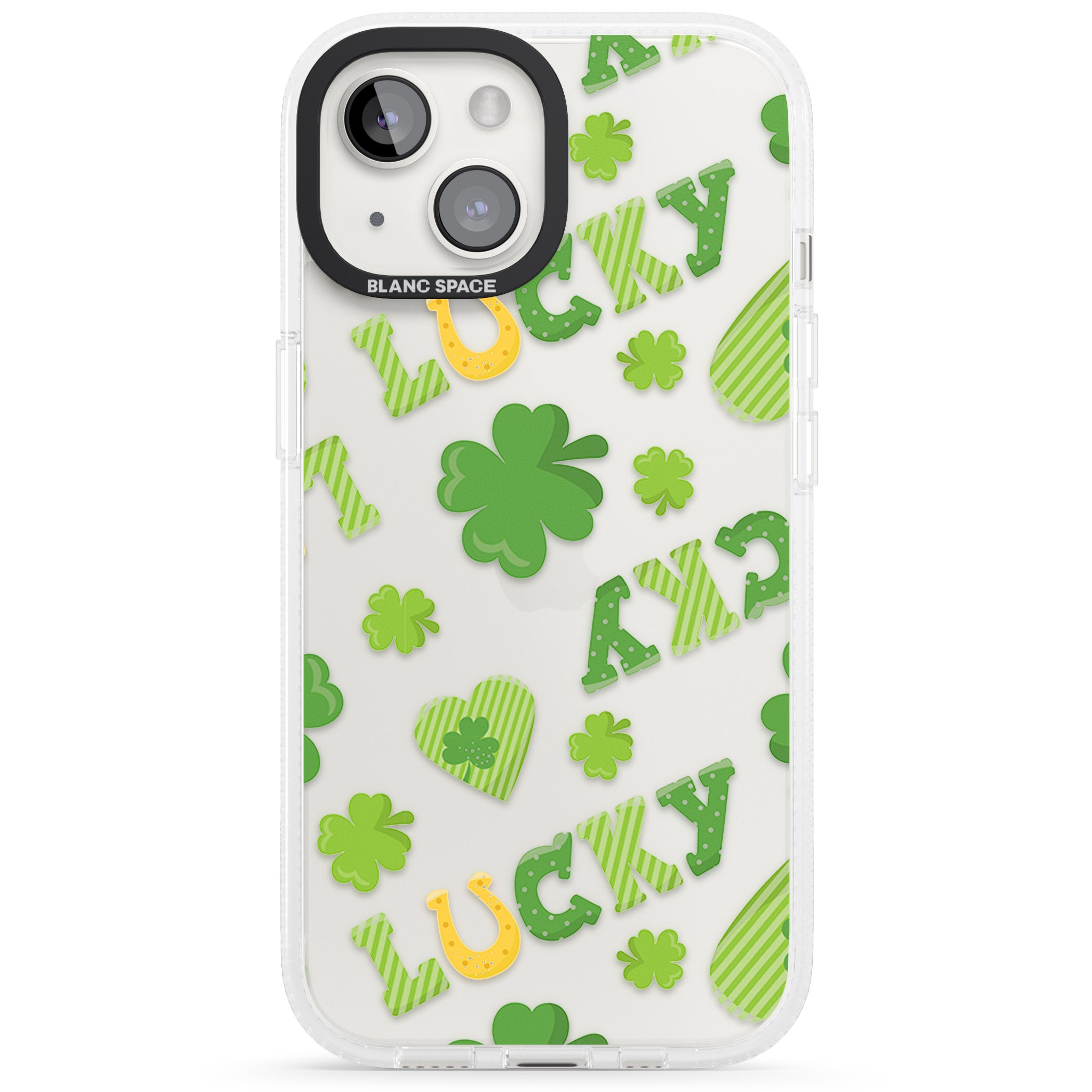Lucky Irish Clover iPhone 15 / 14 / 13 Clear Case Impact Air - Blanc Space