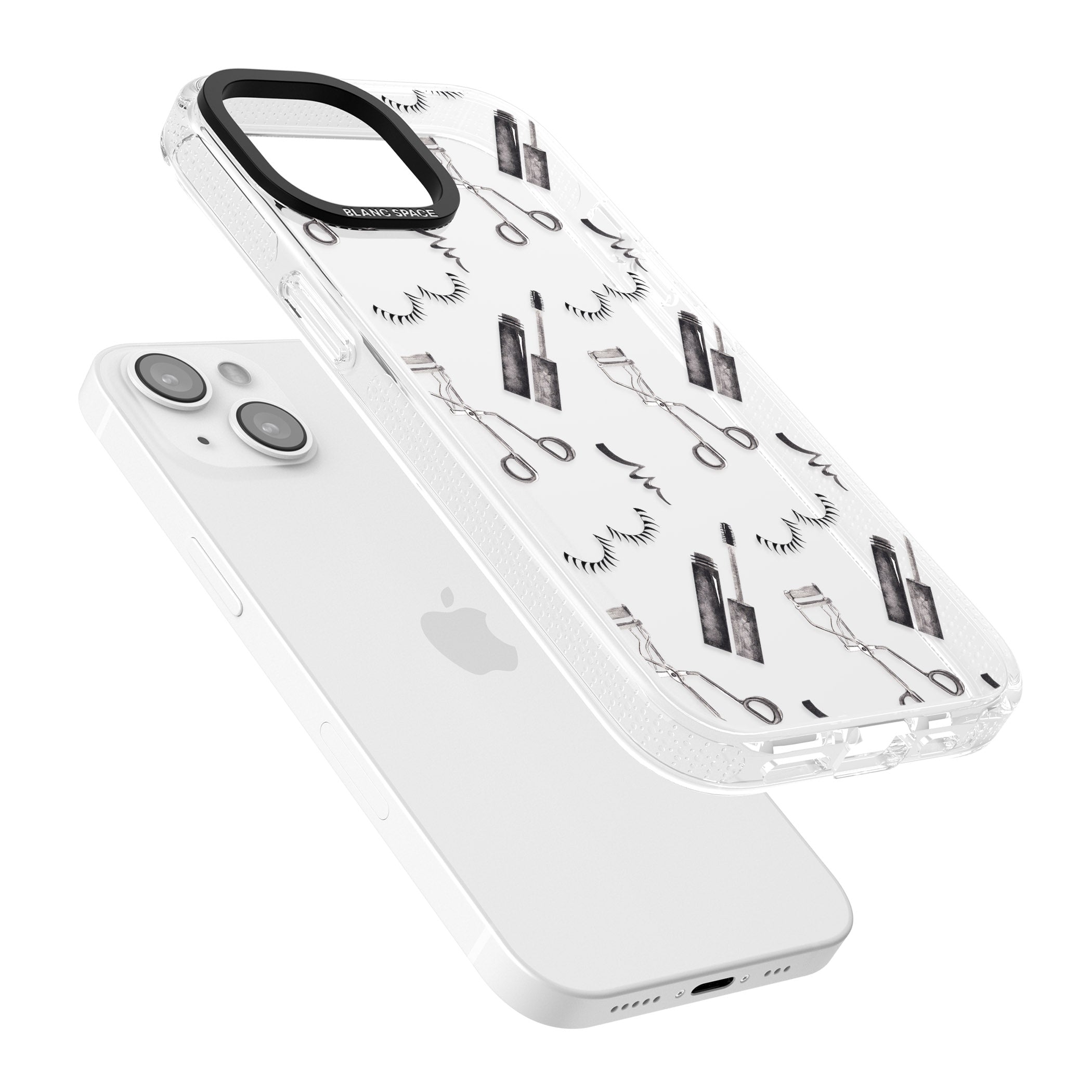 Eyelash Makeup Pattern iPhone 15 / 14 / 13 Clear Case Impact Air - Blanc Space