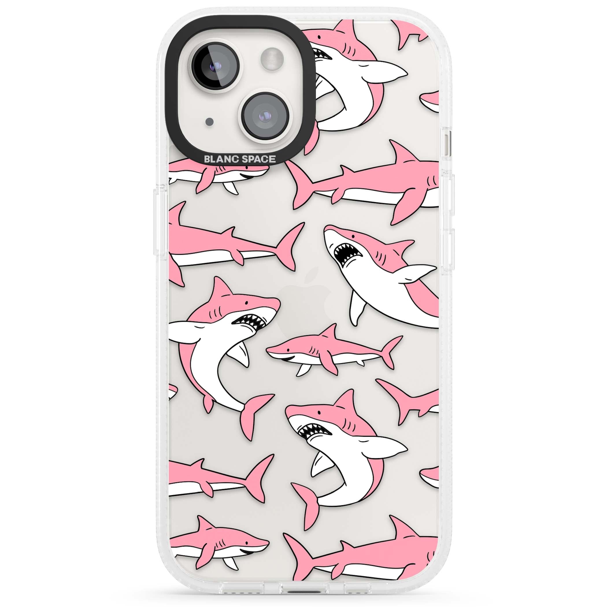 Bubblegum Sharks for her iPhone case | Clear Case Impact Air case for iPhone 15, iPhone 15 Plus