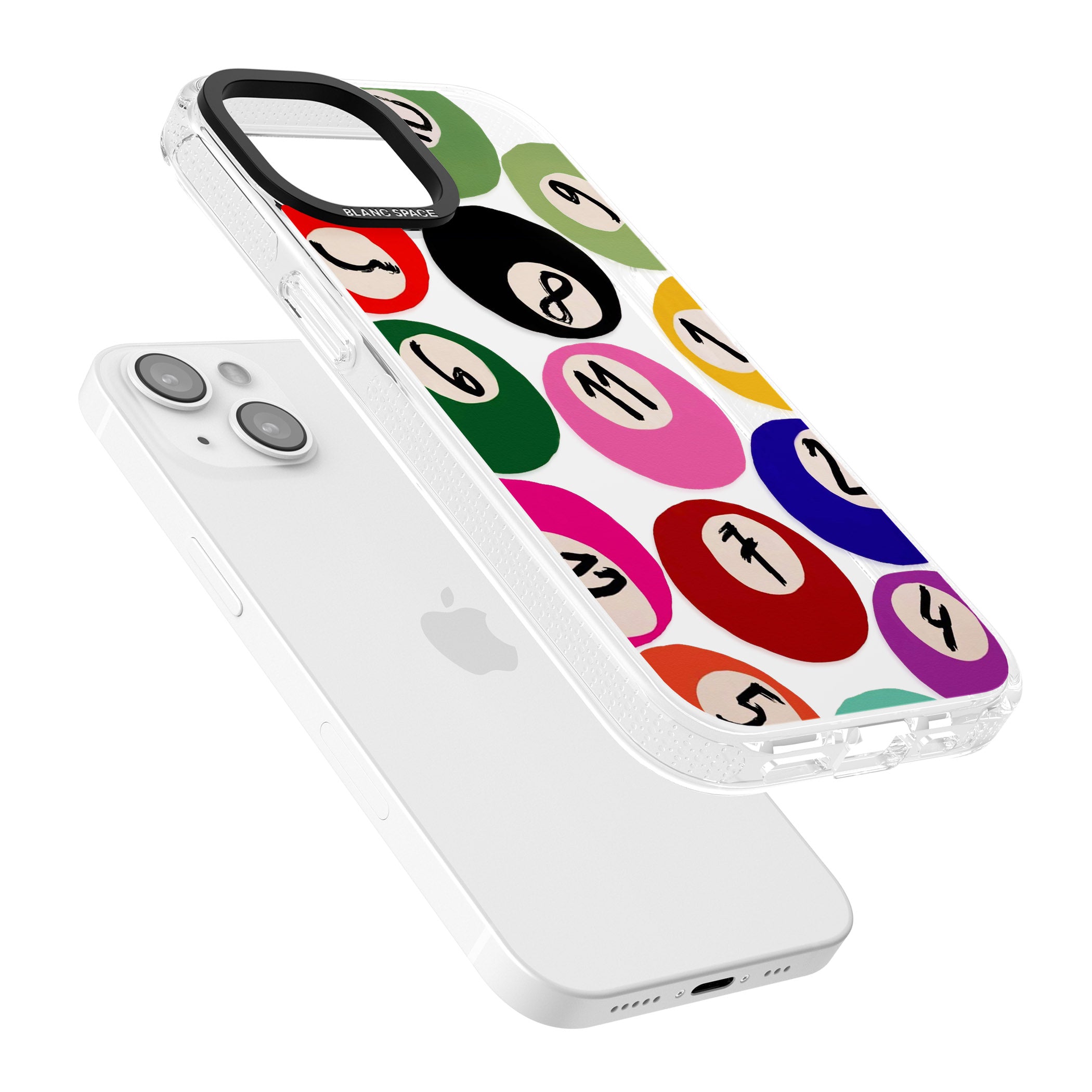Pool Balls iPhone 15 / 14 / 13 Clear Case Impact Air - Blanc Space