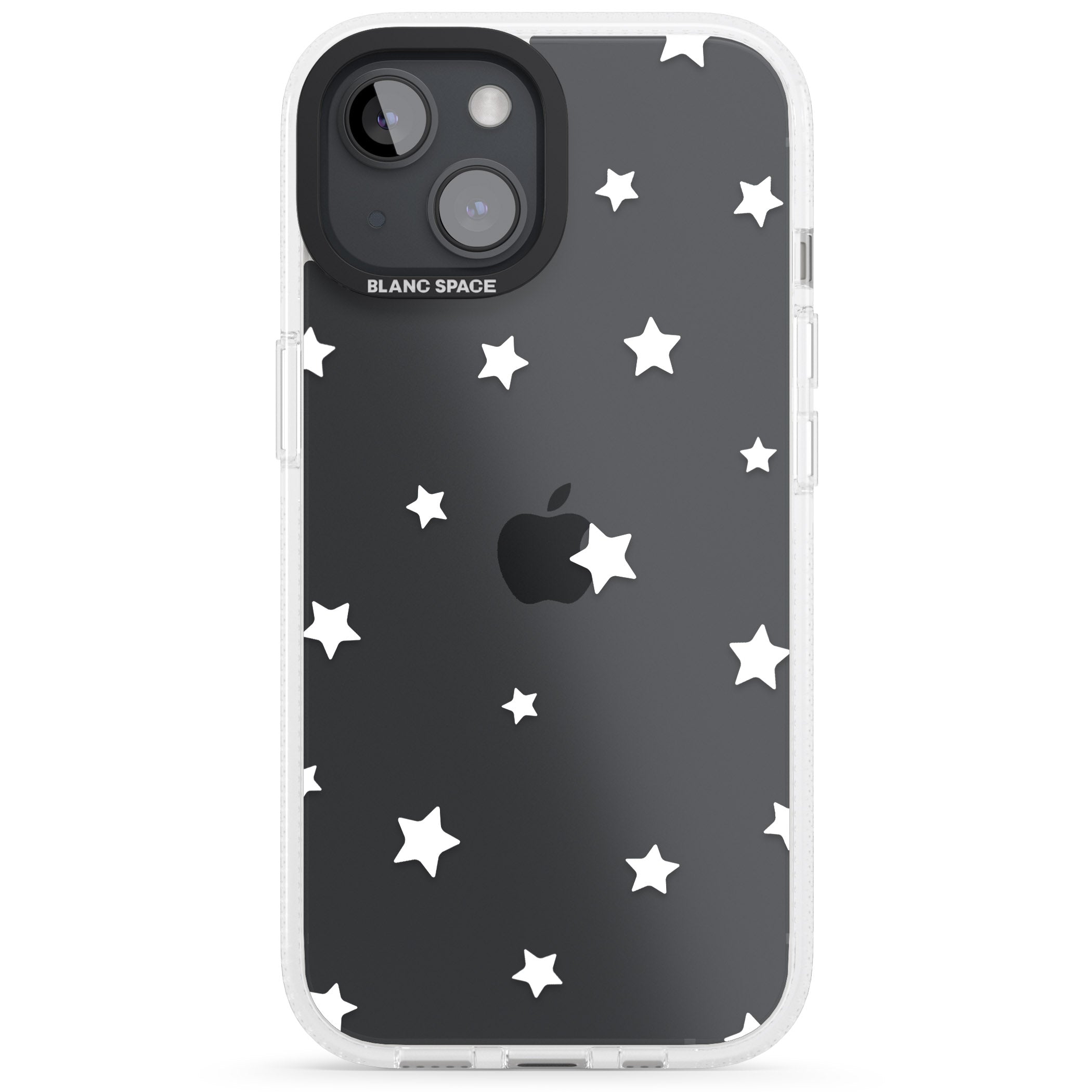White Stars Pattern iPhone 15 / 14 / 13 Clear Case Impact Air - Blanc Space