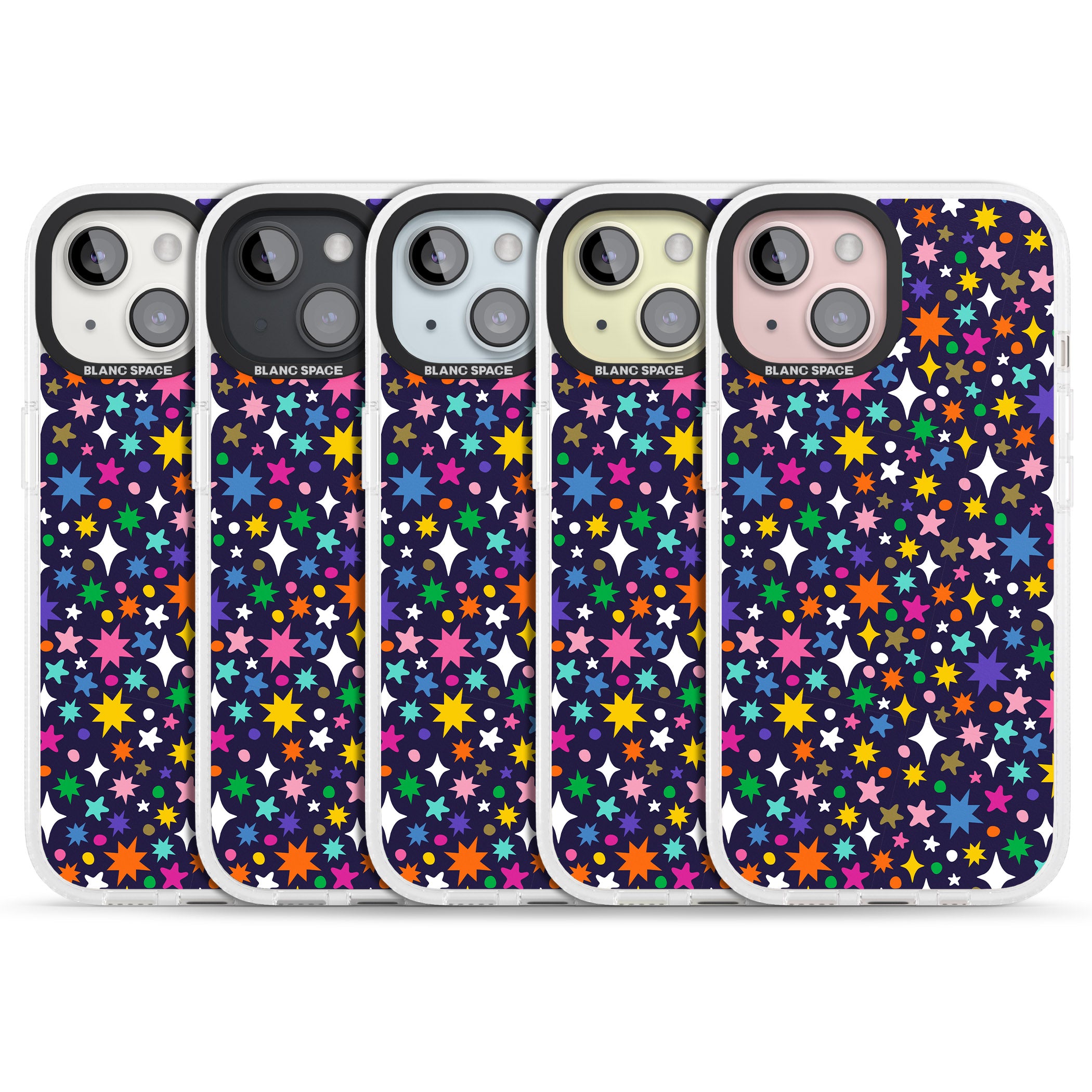 Rainbow Starburst (Purple) iPhone 15 / 14 / 13 Clear Case Impact Air - Blanc Space