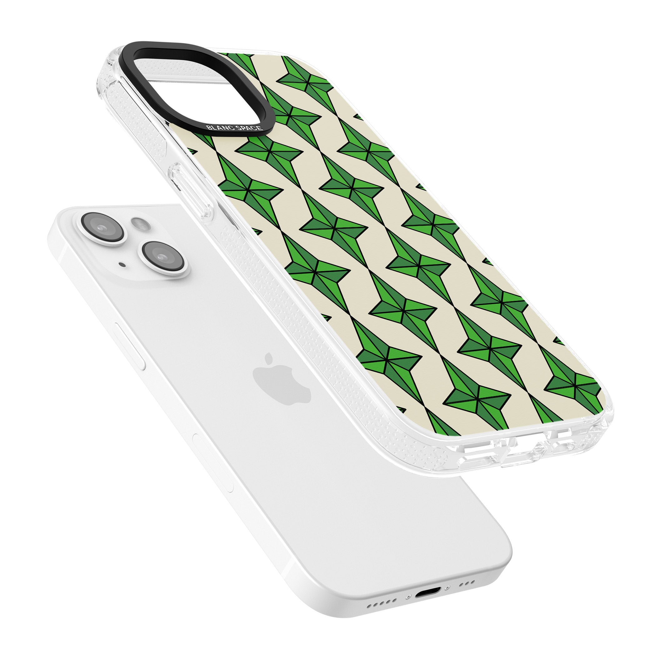 Emerald Stars Pattern iPhone 15 / 14 / 13 Clear Case Impact Air - Blanc Space