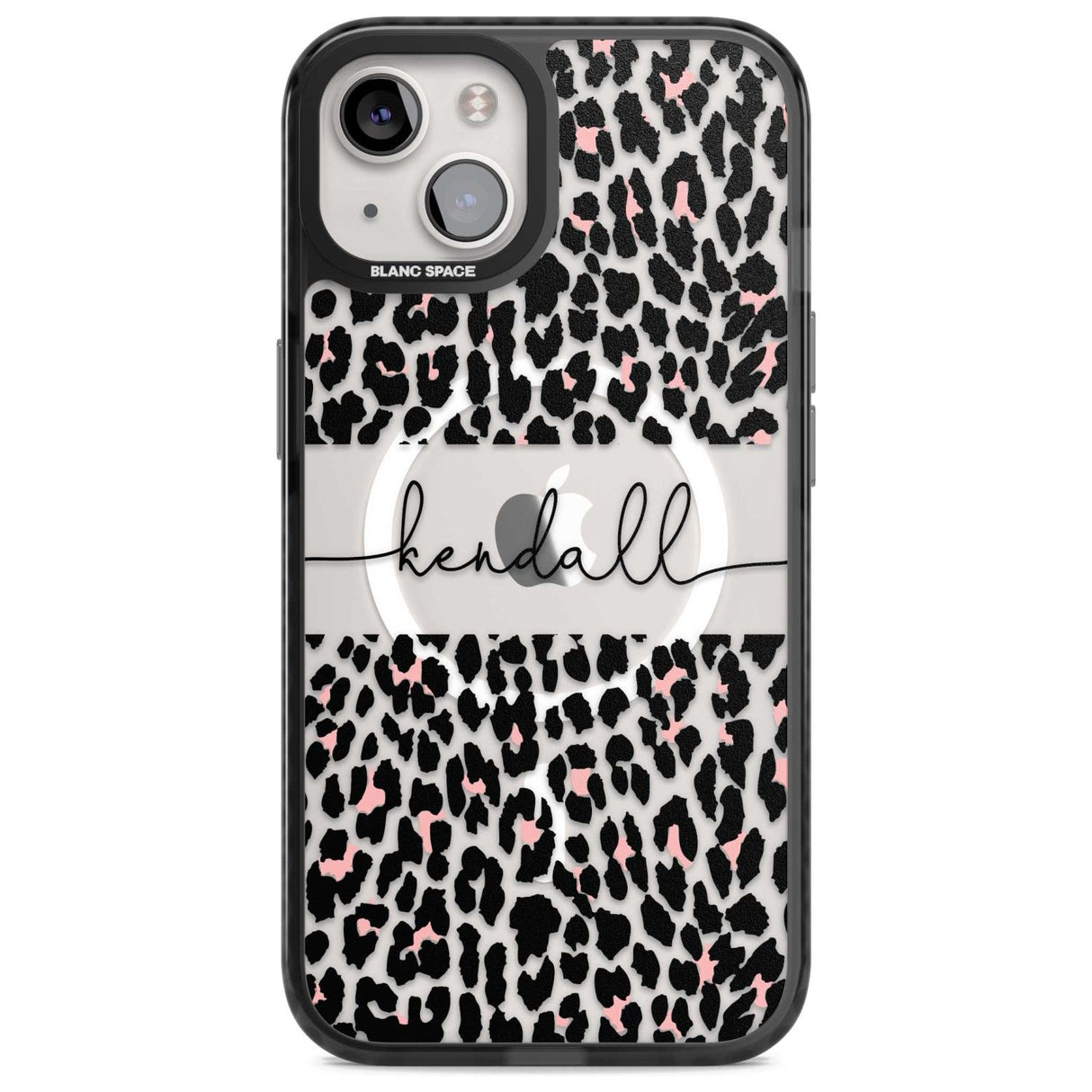 Personalised Pink & Cursive Leopard Spots Custom Phone Case iPhone 15 Plus / Magsafe Black Impact Case,iPhone 15 / Magsafe Black Impact Case,iPhone 14 Plus / Magsafe Black Impact Case,iPhone 14 / Magsafe Black Impact Case,iPhone 13 / Magsafe Black Impact Case Blanc Space