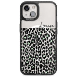 Personalised Seafoam Green & Cursive Leopard Spots Custom Phone Case iPhone 15 Plus / Magsafe Black Impact Case,iPhone 15 / Magsafe Black Impact Case,iPhone 14 Plus / Magsafe Black Impact Case,iPhone 14 / Magsafe Black Impact Case,iPhone 13 / Magsafe Black Impact Case Blanc Space