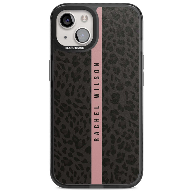 Personalised Pink Stripe Leopard Pattern Custom Phone Case iPhone 15 Plus / Magsafe Black Impact Case,iPhone 15 / Magsafe Black Impact Case,iPhone 14 Plus / Magsafe Black Impact Case,iPhone 14 / Magsafe Black Impact Case,iPhone 13 / Magsafe Black Impact Case Blanc Space