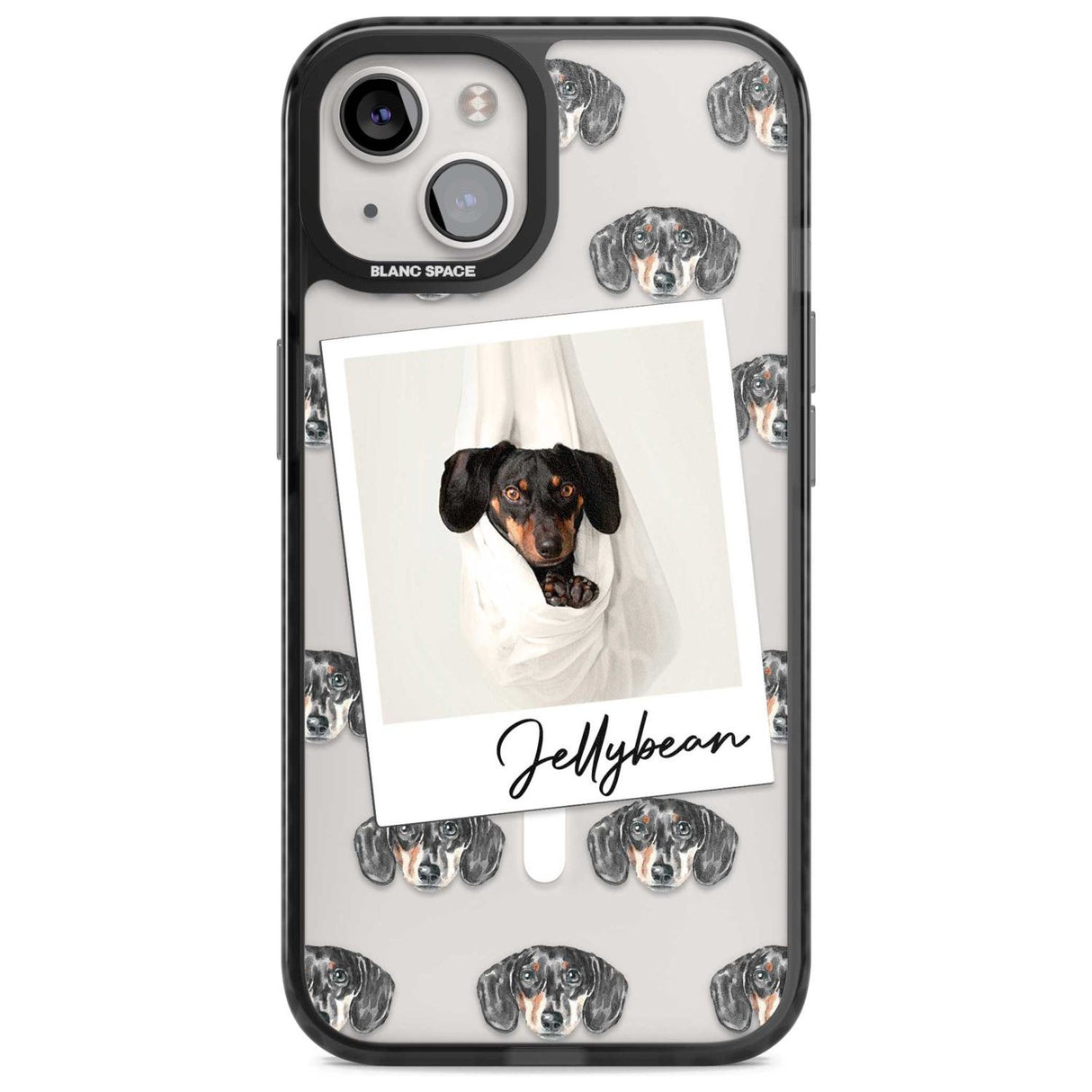 Personalised Dachshund, Black- Dog Photo Custom Phone Case iPhone 15 Plus / Magsafe Black Impact Case,iPhone 15 / Magsafe Black Impact Case,iPhone 14 Plus / Magsafe Black Impact Case,iPhone 14 / Magsafe Black Impact Case,iPhone 13 / Magsafe Black Impact Case Blanc Space