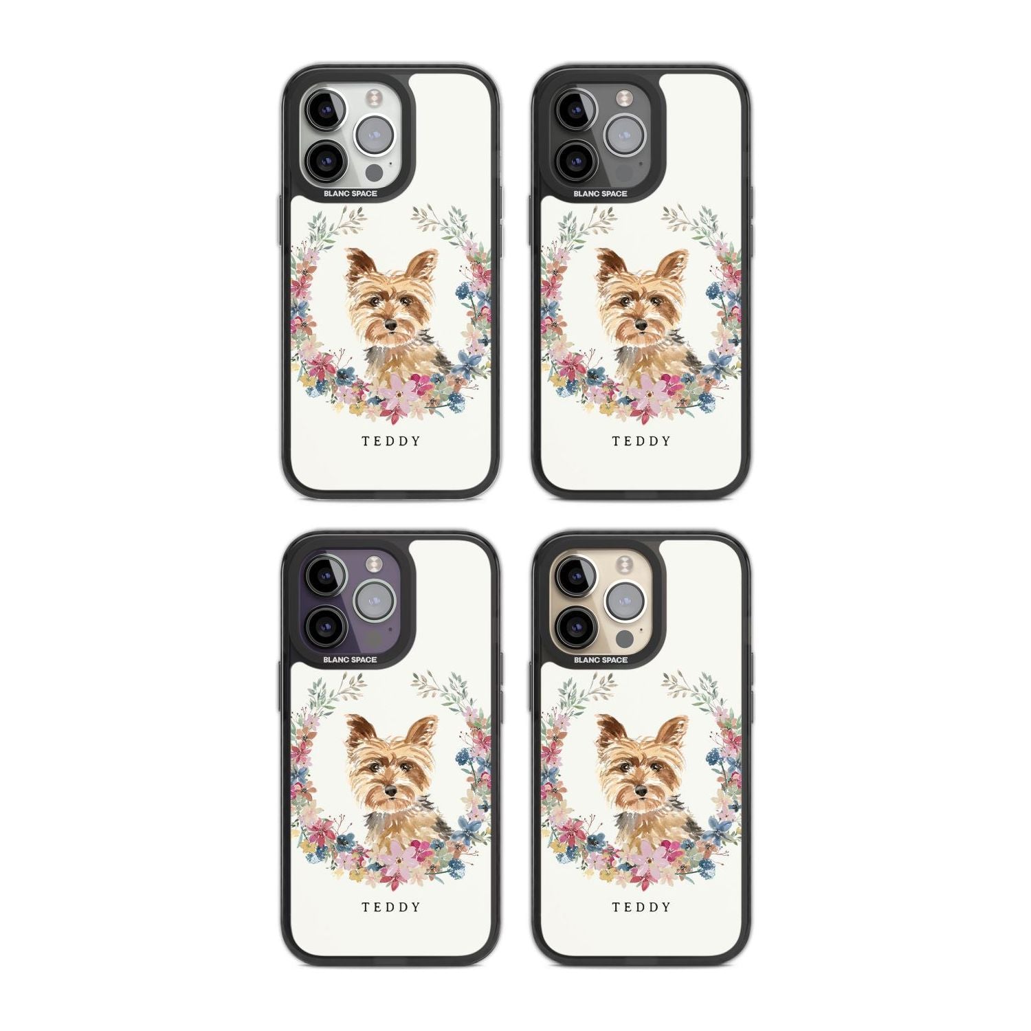 Personalised Yorkshire Terrier Floral Portrait