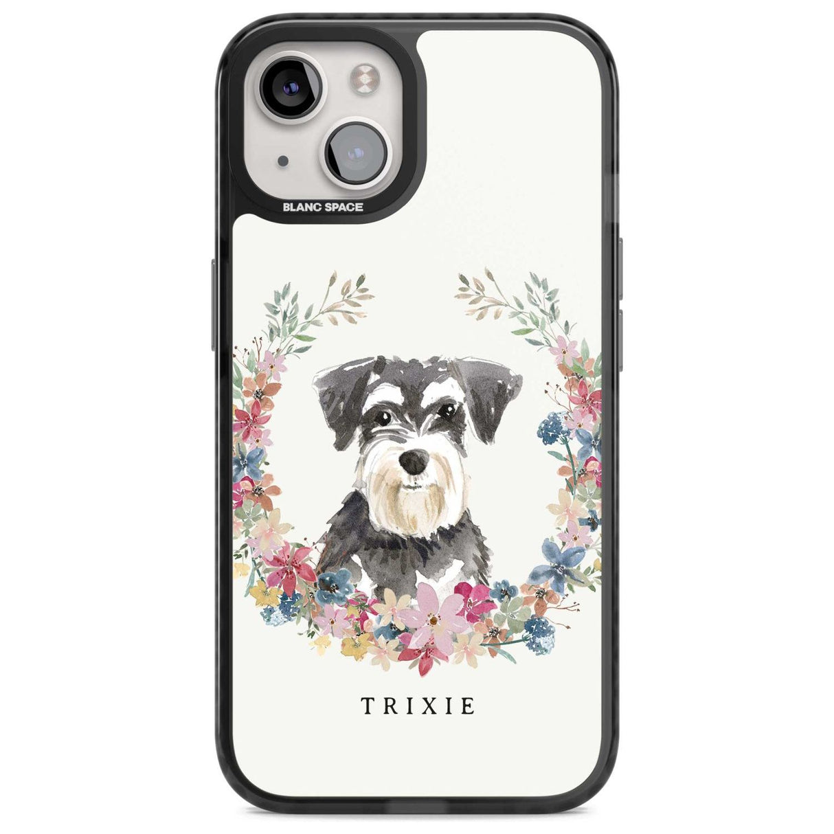 Personalised Miniature Schnauzer - Watercolour Dog Portrait Custom Phone Case iPhone 15 Plus / Magsafe Black Impact Case,iPhone 15 / Magsafe Black Impact Case,iPhone 14 Plus / Magsafe Black Impact Case,iPhone 14 / Magsafe Black Impact Case,iPhone 13 / Magsafe Black Impact Case Blanc Space