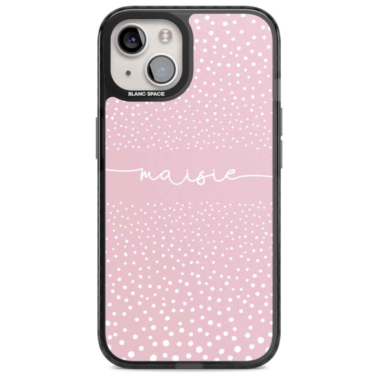 Personalised Pink Dots Custom Phone Case iPhone 15 Plus / Magsafe Black Impact Case,iPhone 15 / Magsafe Black Impact Case,iPhone 14 Plus / Magsafe Black Impact Case,iPhone 14 / Magsafe Black Impact Case,iPhone 13 / Magsafe Black Impact Case Blanc Space