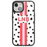 Personalised Polka & Pink Stripe Custom Phone Case iPhone 15 Plus / Magsafe Black Impact Case,iPhone 15 / Magsafe Black Impact Case,iPhone 14 Plus / Magsafe Black Impact Case,iPhone 14 / Magsafe Black Impact Case,iPhone 13 / Magsafe Black Impact Case Blanc Space