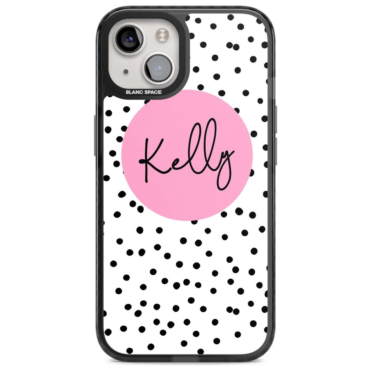 Personalised Pink Circle & Dots Custom Phone Case iPhone 15 Plus / Magsafe Black Impact Case,iPhone 15 / Magsafe Black Impact Case,iPhone 14 Plus / Magsafe Black Impact Case,iPhone 14 / Magsafe Black Impact Case,iPhone 13 / Magsafe Black Impact Case Blanc Space