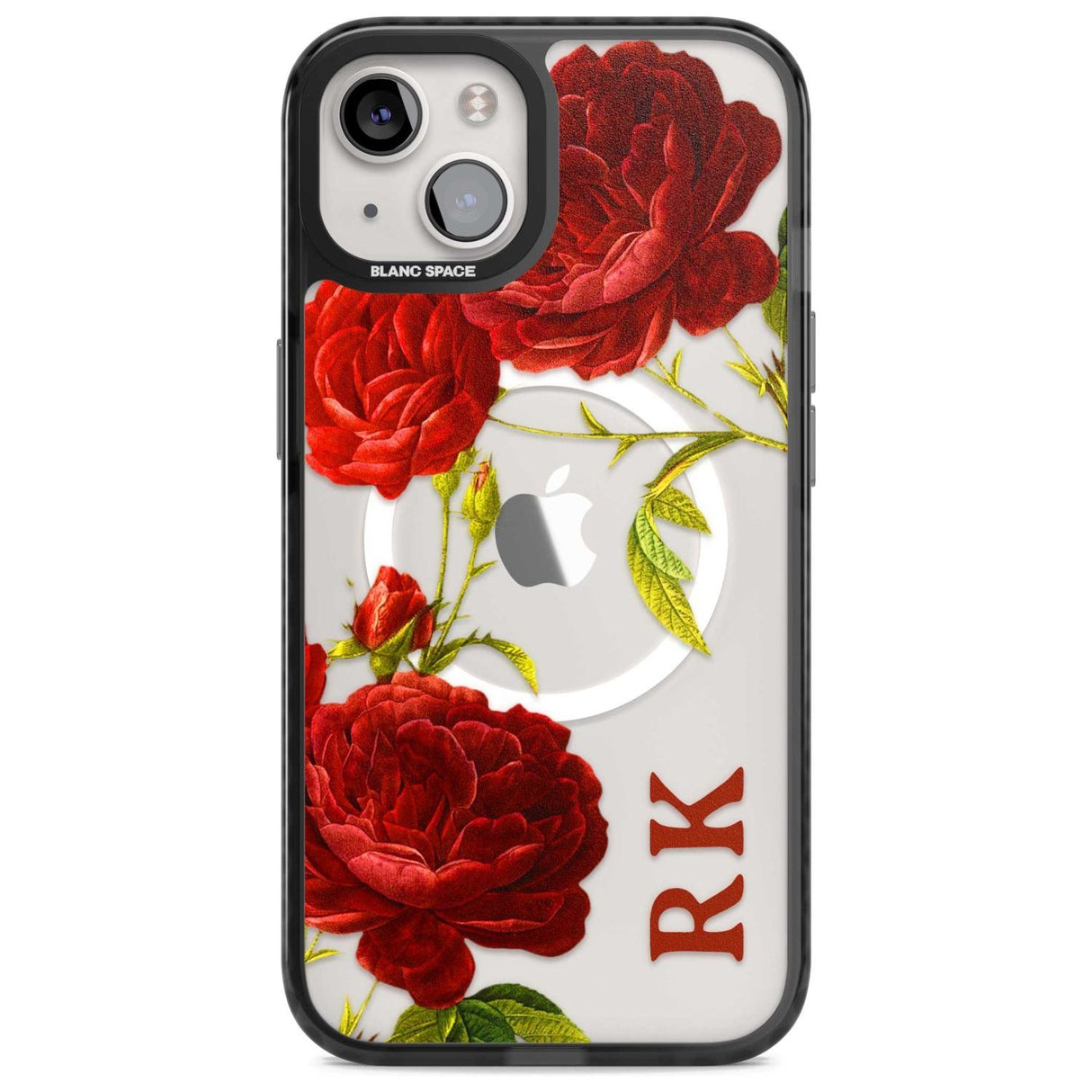 Personalised Clear Vintage Floral Red Roses Custom Phone Case iPhone 15 Plus / Magsafe Black Impact Case,iPhone 15 / Magsafe Black Impact Case,iPhone 14 Plus / Magsafe Black Impact Case,iPhone 14 / Magsafe Black Impact Case,iPhone 13 / Magsafe Black Impact Case Blanc Space