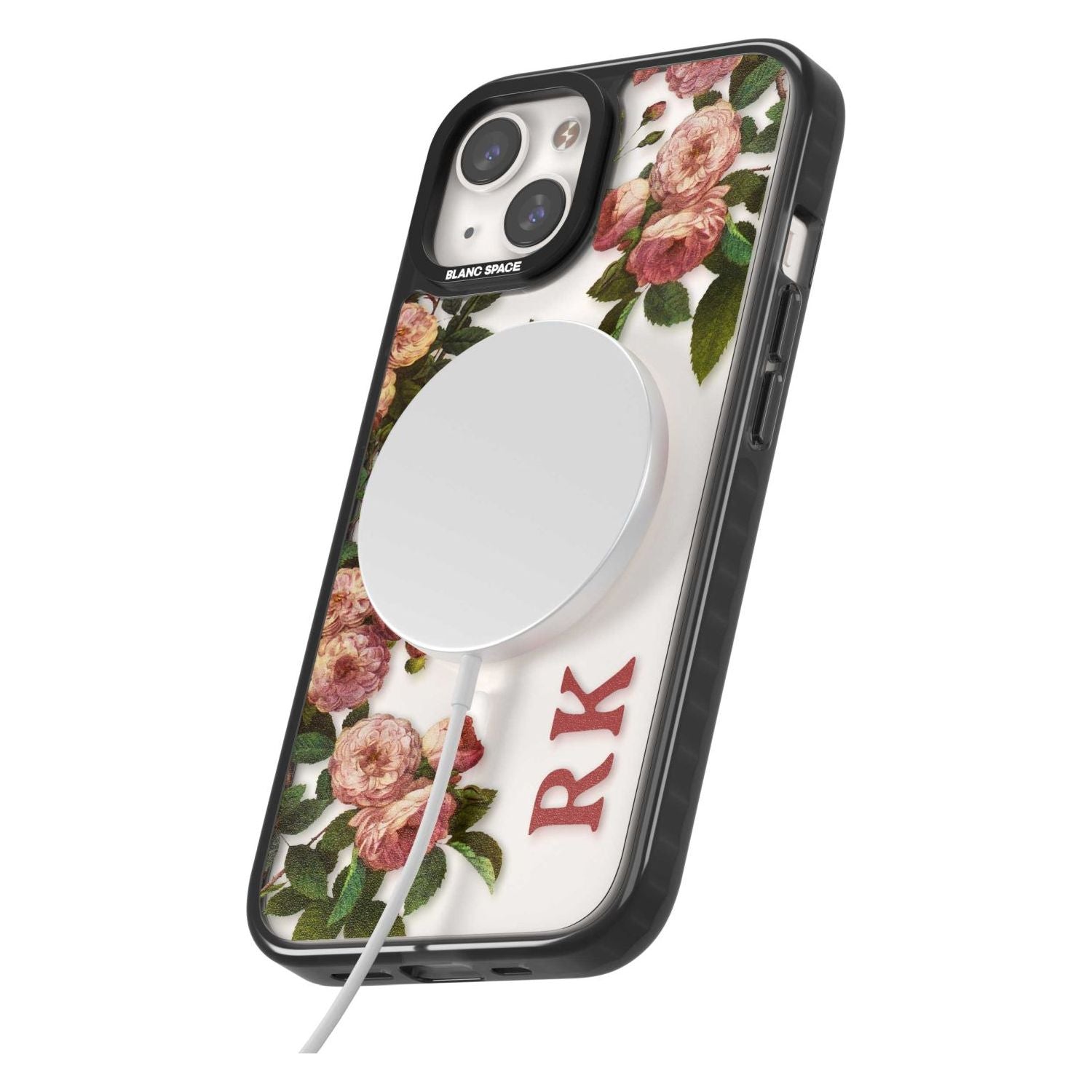Personalised Clear Vintage Floral Pink Garden Roses