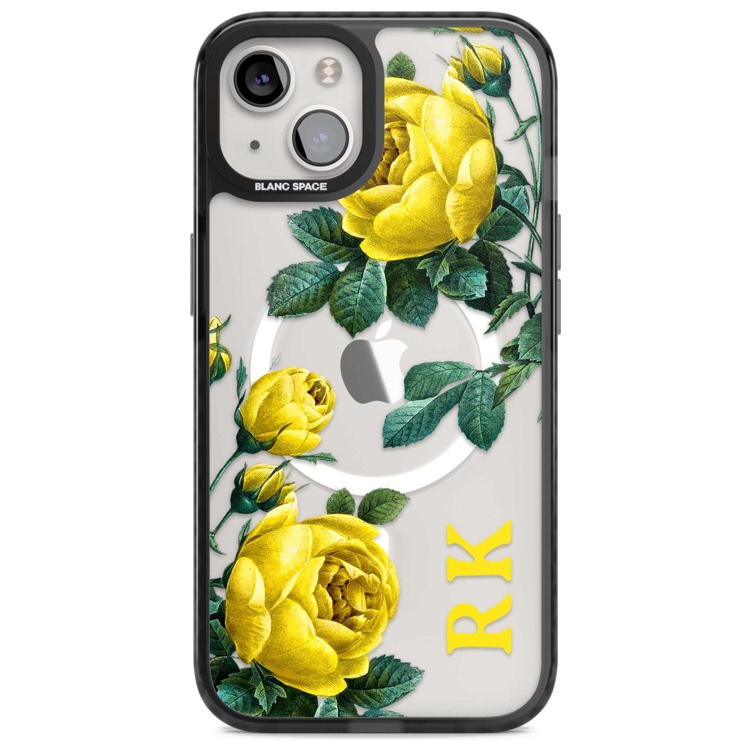 Personalised Clear Vintage Floral Yellow Roses Custom Phone Case iPhone 15 Plus / Magsafe Black Impact Case,iPhone 15 / Magsafe Black Impact Case,iPhone 14 Plus / Magsafe Black Impact Case,iPhone 14 / Magsafe Black Impact Case,iPhone 13 / Magsafe Black Impact Case Blanc Space