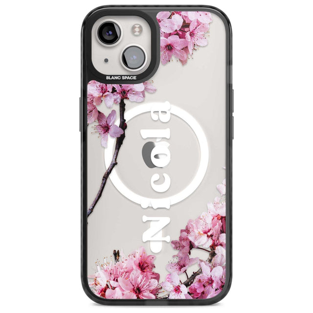 Personalised Cherry Blossoms with Text Custom Phone Case iPhone 15 Plus / Magsafe Black Impact Case,iPhone 15 / Magsafe Black Impact Case,iPhone 14 Plus / Magsafe Black Impact Case,iPhone 14 / Magsafe Black Impact Case,iPhone 13 / Magsafe Black Impact Case Blanc Space