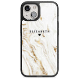 Personalised White & Gold Swirl Marble Custom Phone Case iPhone 15 Plus / Magsafe Black Impact Case,iPhone 15 / Magsafe Black Impact Case,iPhone 14 Plus / Magsafe Black Impact Case,iPhone 14 / Magsafe Black Impact Case,iPhone 13 / Magsafe Black Impact Case Blanc Space