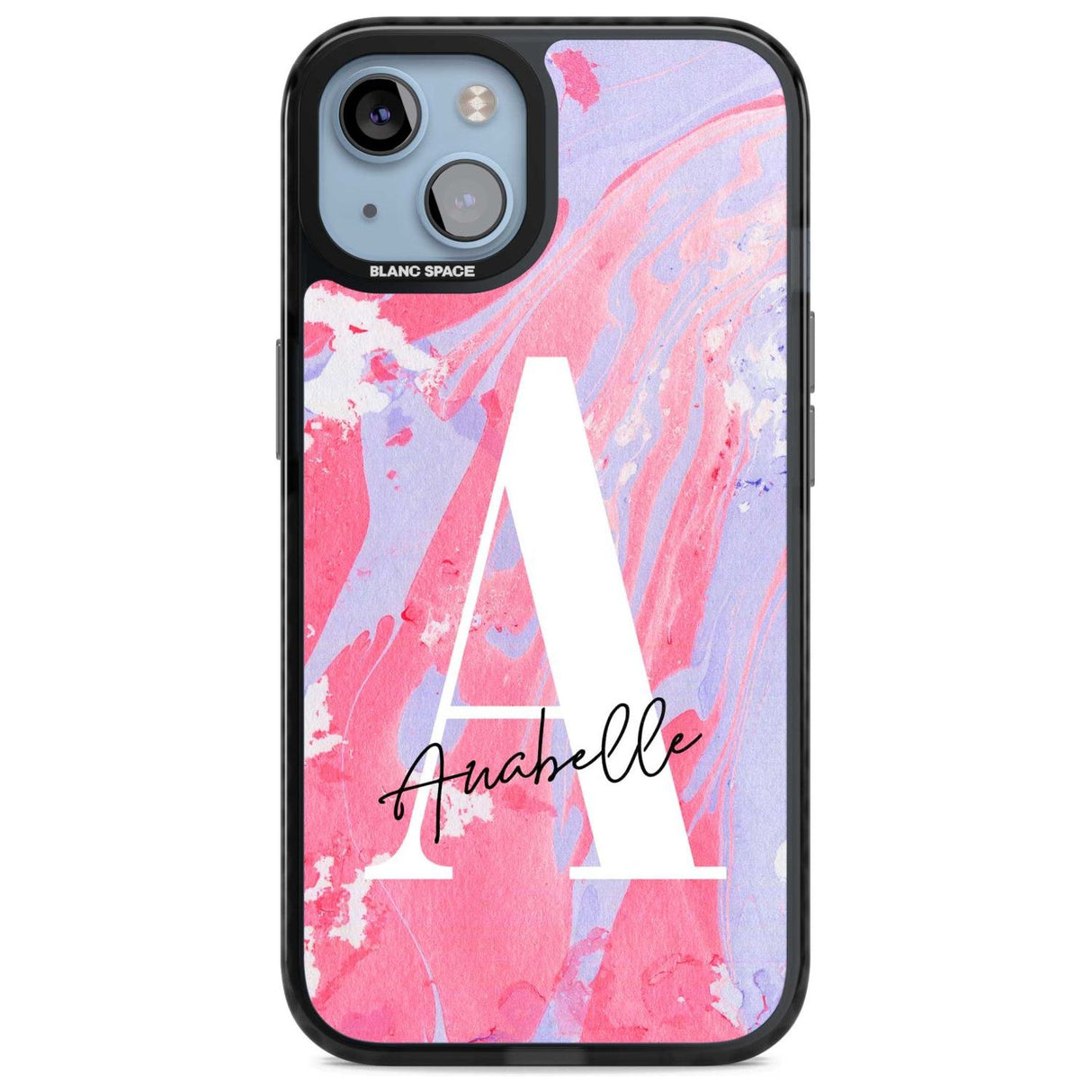 Personalised Pink & Purple - Marble Custom Phone Case iPhone 15 Plus / Magsafe Black Impact Case,iPhone 15 / Magsafe Black Impact Case,iPhone 14 Plus / Magsafe Black Impact Case,iPhone 14 / Magsafe Black Impact Case,iPhone 13 / Magsafe Black Impact Case Blanc Space