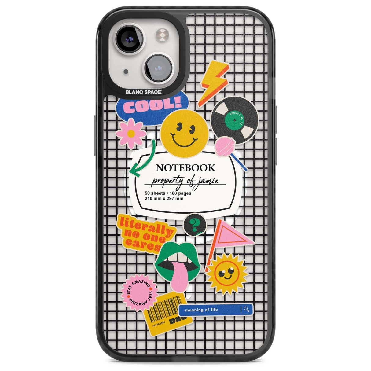 Personalised Sticker Mix on Grid Custom Phone Case iPhone 15 Plus / Magsafe Black Impact Case,iPhone 15 / Magsafe Black Impact Case,iPhone 14 Plus / Magsafe Black Impact Case,iPhone 14 / Magsafe Black Impact Case,iPhone 13 / Magsafe Black Impact Case Blanc Space