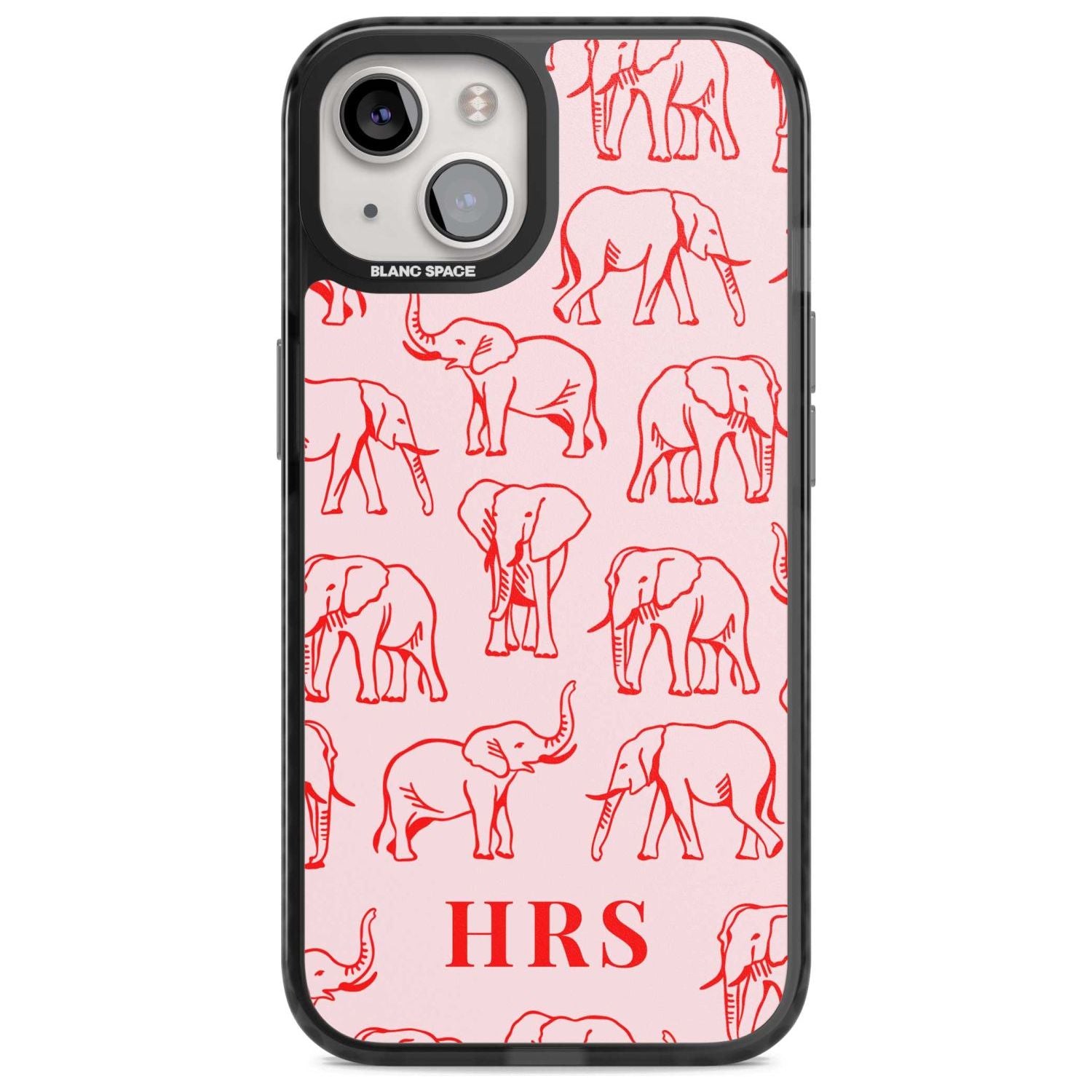 Personalised Red Elephant Outlines on Pink Custom Phone Case iPhone 15 Plus / Magsafe Black Impact Case,iPhone 15 / Magsafe Black Impact Case,iPhone 14 Plus / Magsafe Black Impact Case,iPhone 14 / Magsafe Black Impact Case,iPhone 13 / Magsafe Black Impact Case Blanc Space