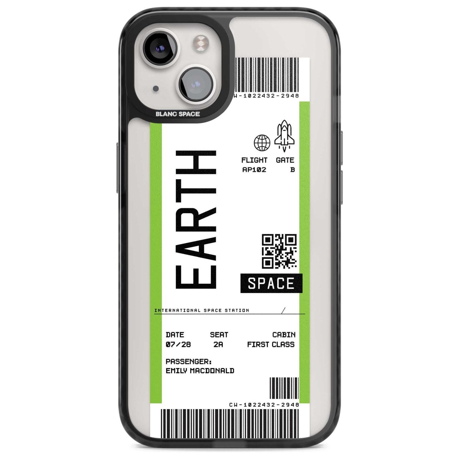 Personalised Earth Space Travel Ticket Custom Phone Case iPhone 15 Plus / Magsafe Black Impact Case,iPhone 15 / Magsafe Black Impact Case,iPhone 14 Plus / Magsafe Black Impact Case,iPhone 14 / Magsafe Black Impact Case,iPhone 13 / Magsafe Black Impact Case Blanc Space