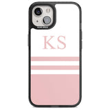 Personalised Minimal Pink Stripes & Initials Custom Phone Case iPhone 15 Plus / Magsafe Black Impact Case,iPhone 15 / Magsafe Black Impact Case,iPhone 14 Plus / Magsafe Black Impact Case,iPhone 14 / Magsafe Black Impact Case,iPhone 13 / Magsafe Black Impact Case Blanc Space