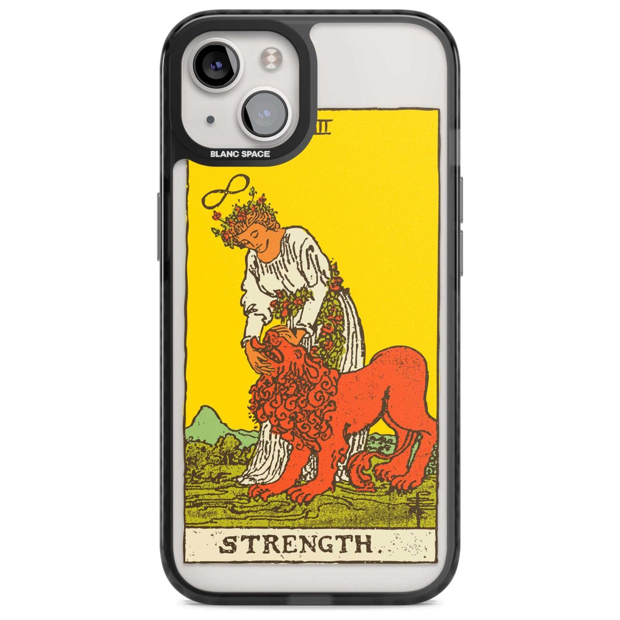 Personalised Strength Tarot Card - Colour Custom Phone Case iPhone 15 Plus / Magsafe Black Impact Case,iPhone 15 / Magsafe Black Impact Case,iPhone 14 Plus / Magsafe Black Impact Case,iPhone 14 / Magsafe Black Impact Case,iPhone 13 / Magsafe Black Impact Case Blanc Space