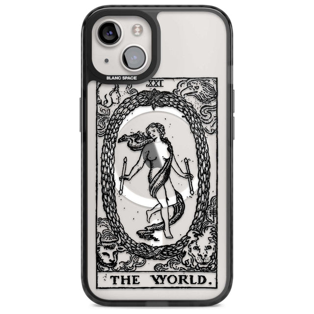 Personalised The World Tarot Card - Transparent Custom Phone Case iPhone 15 Plus / Magsafe Black Impact Case,iPhone 15 / Magsafe Black Impact Case,iPhone 14 Plus / Magsafe Black Impact Case,iPhone 14 / Magsafe Black Impact Case,iPhone 13 / Magsafe Black Impact Case Blanc Space