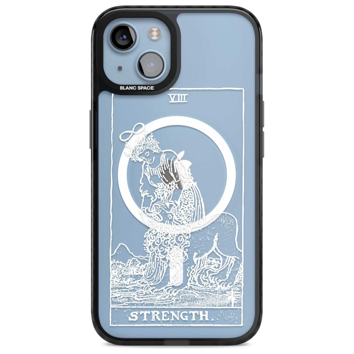 Personalised Strength Tarot Card - White Transparent Custom Phone Case iPhone 15 Plus / Magsafe Black Impact Case,iPhone 15 / Magsafe Black Impact Case,iPhone 14 Plus / Magsafe Black Impact Case,iPhone 14 / Magsafe Black Impact Case,iPhone 13 / Magsafe Black Impact Case Blanc Space