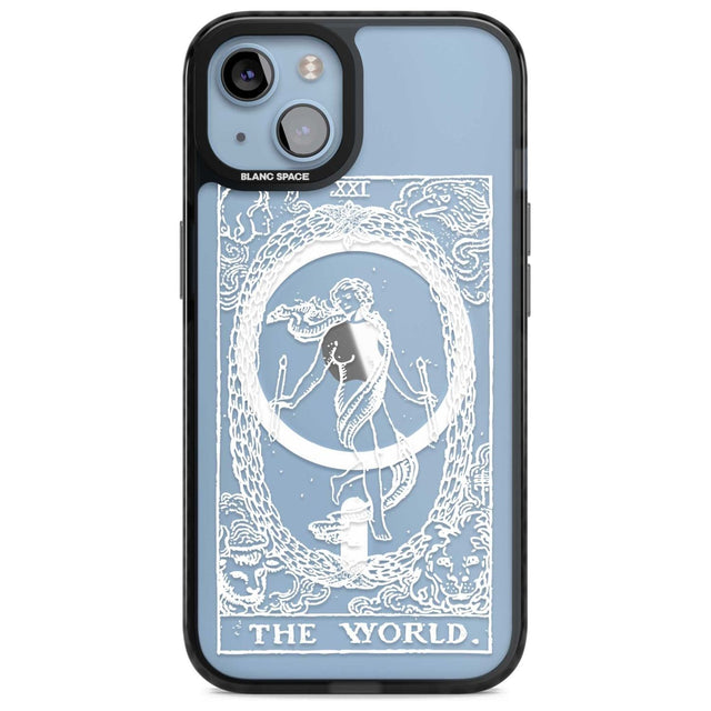 Personalised The World Tarot Card - White Transparent Custom Phone Case iPhone 15 Plus / Magsafe Black Impact Case,iPhone 15 / Magsafe Black Impact Case,iPhone 14 Plus / Magsafe Black Impact Case,iPhone 14 / Magsafe Black Impact Case,iPhone 13 / Magsafe Black Impact Case Blanc Space