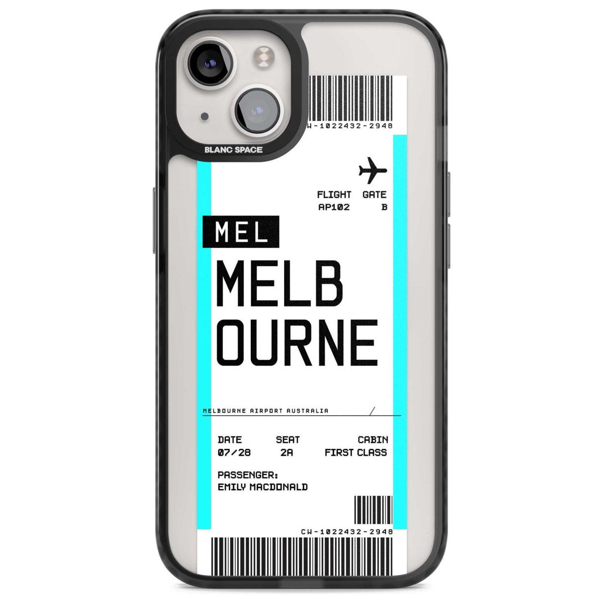 Personalised Melbourne Boarding Pass Custom Phone Case iPhone 15 Plus / Magsafe Black Impact Case,iPhone 15 / Magsafe Black Impact Case,iPhone 14 Plus / Magsafe Black Impact Case,iPhone 14 / Magsafe Black Impact Case,iPhone 13 / Magsafe Black Impact Case Blanc Space