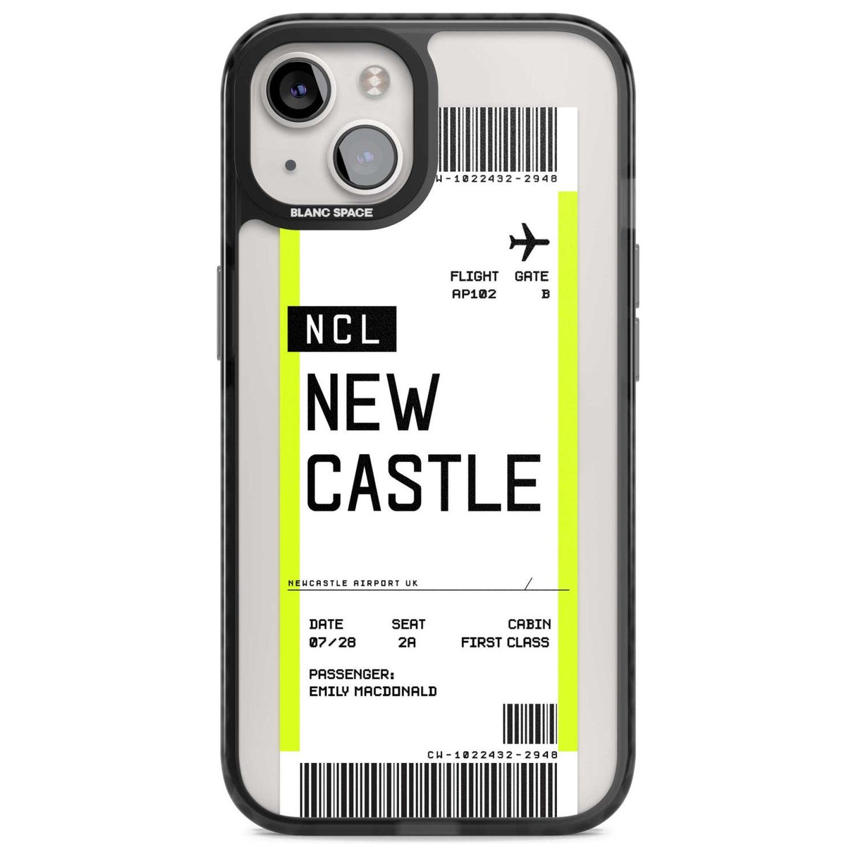 Personalised Newcastle Boarding Pass Custom Phone Case iPhone 15 Plus / Magsafe Black Impact Case,iPhone 15 / Magsafe Black Impact Case,iPhone 14 Plus / Magsafe Black Impact Case,iPhone 14 / Magsafe Black Impact Case,iPhone 13 / Magsafe Black Impact Case Blanc Space