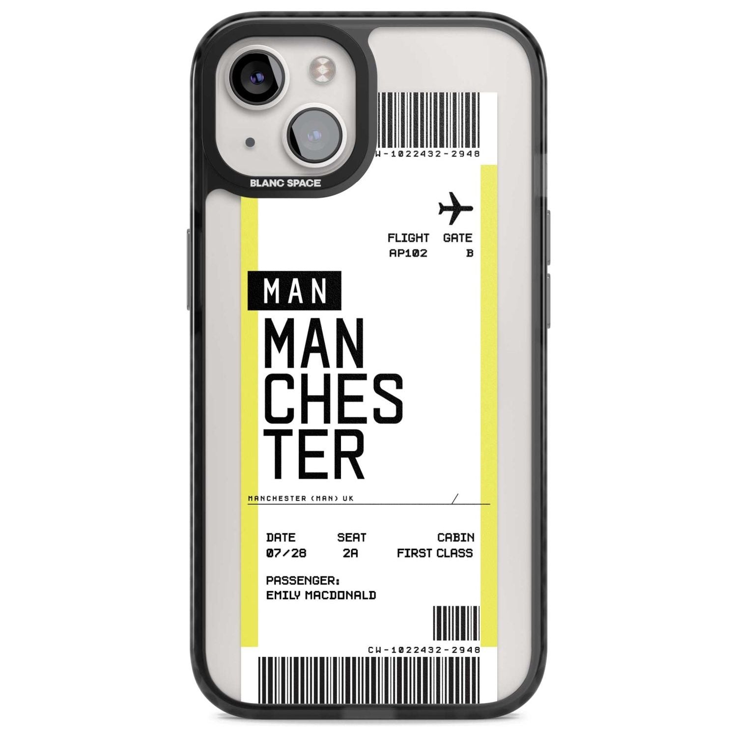 Personalised Manchester Boarding Pass Custom Phone Case iPhone 15 Plus / Magsafe Black Impact Case,iPhone 15 / Magsafe Black Impact Case,iPhone 14 Plus / Magsafe Black Impact Case,iPhone 14 / Magsafe Black Impact Case,iPhone 13 / Magsafe Black Impact Case Blanc Space