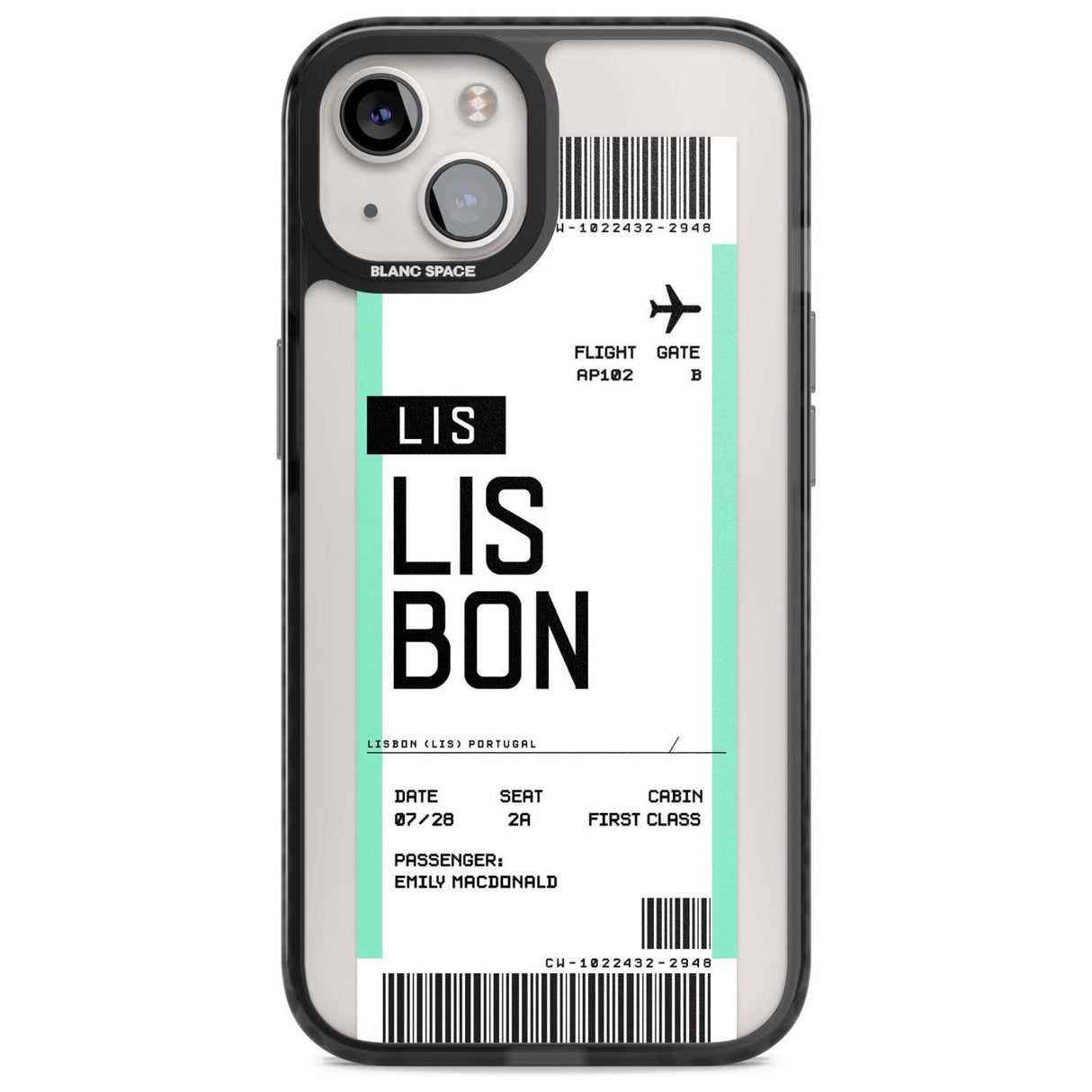 Personalised Lisbon Boarding Pass Custom Phone Case iPhone 15 Plus / Magsafe Black Impact Case,iPhone 15 / Magsafe Black Impact Case,iPhone 14 Plus / Magsafe Black Impact Case,iPhone 14 / Magsafe Black Impact Case,iPhone 13 / Magsafe Black Impact Case Blanc Space