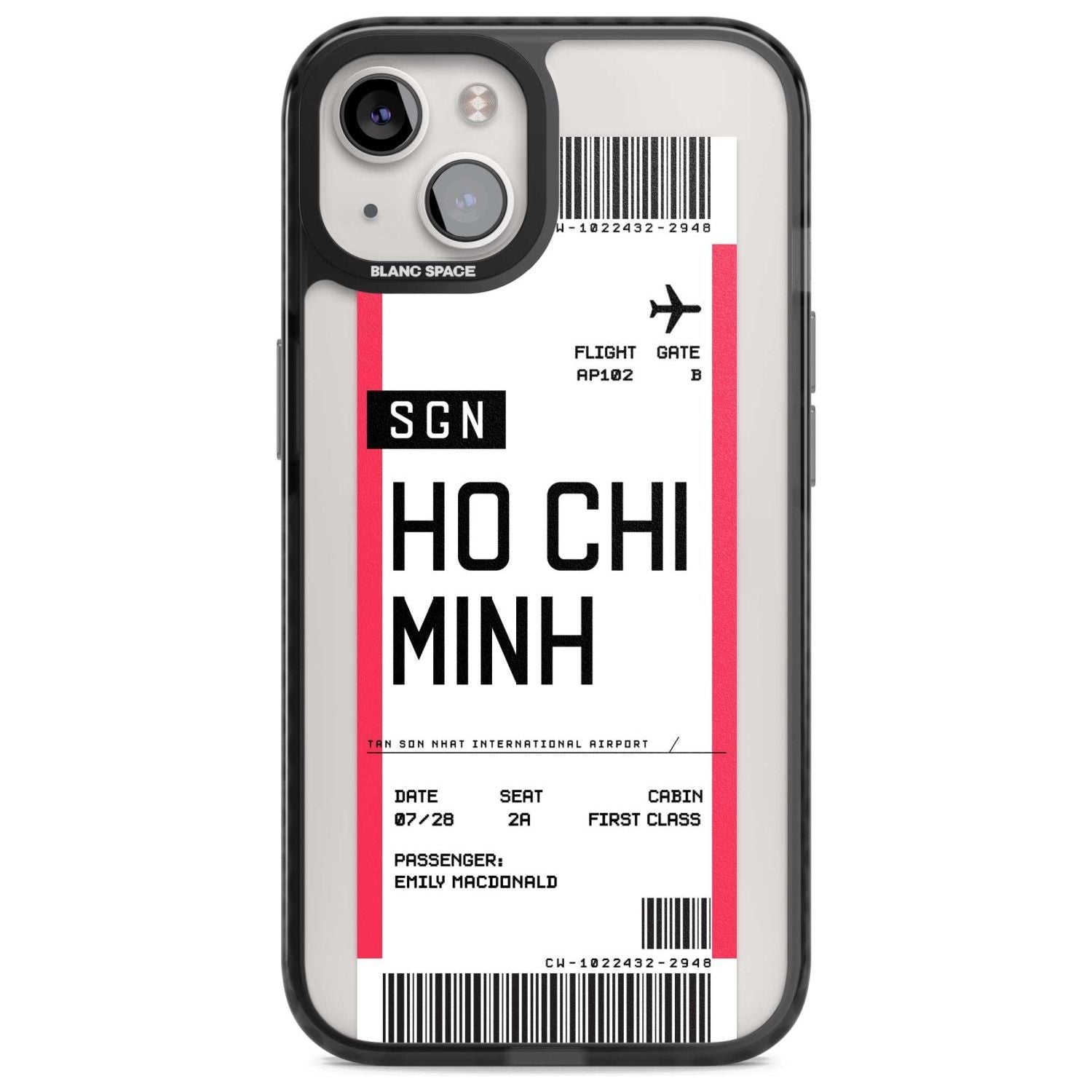 Personalised Ho Chi Minh City Boarding Pass Custom Phone Case iPhone 15 Plus / Magsafe Black Impact Case,iPhone 15 / Magsafe Black Impact Case,iPhone 14 Plus / Magsafe Black Impact Case,iPhone 14 / Magsafe Black Impact Case,iPhone 13 / Magsafe Black Impact Case Blanc Space