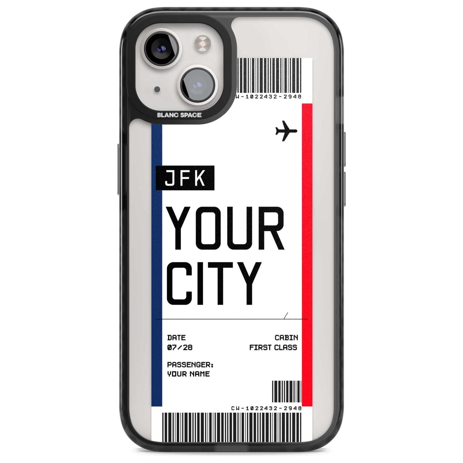 Personalised Create Your Own Boarding Pass Ticket Custom Phone Case iPhone 15 Plus / Magsafe Black Impact Case,iPhone 15 / Magsafe Black Impact Case,iPhone 14 Plus / Magsafe Black Impact Case,iPhone 14 / Magsafe Black Impact Case,iPhone 13 / Magsafe Black Impact Case Blanc Space