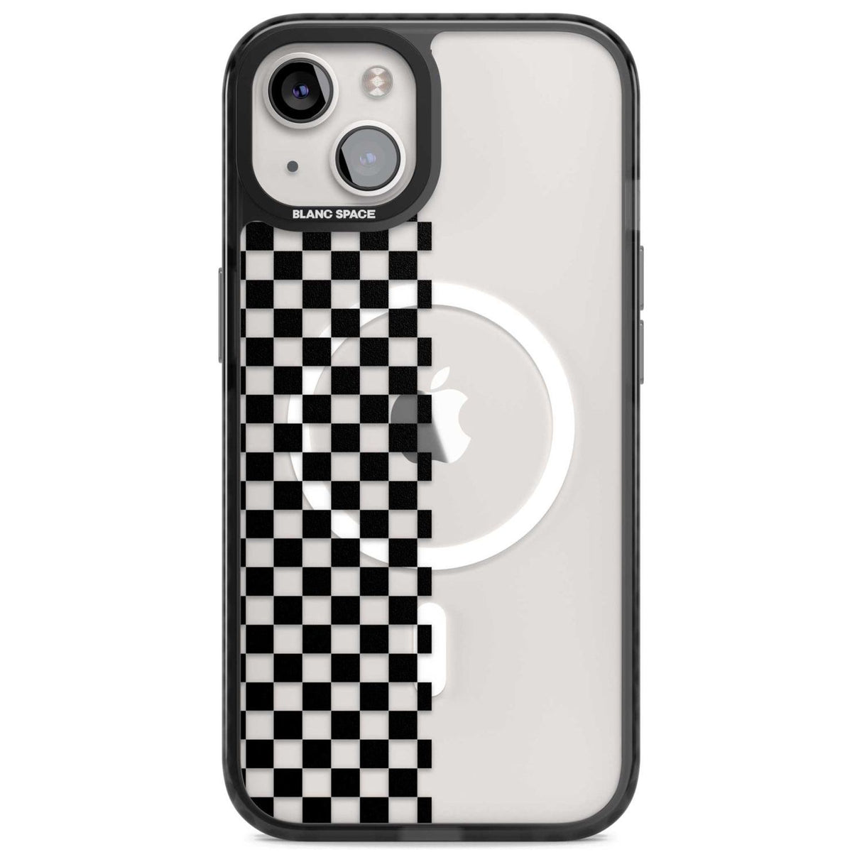 Checker: Half Black Check on Clear Phone Case iPhone 15 / Magsafe Black Impact Case,iPhone 15 Plus / Magsafe Black Impact Case,iPhone 13 / Magsafe Black Impact Case,iPhone 14 / Magsafe Black Impact Case,iPhone 14 Plus / Magsafe Black Impact Case Blanc Space