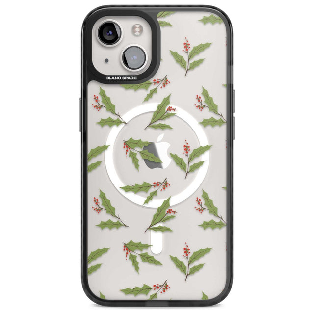 Christmas Holly Pattern Phone Case iPhone 15 Plus / Magsafe Black Impact Case,iPhone 15 / Magsafe Black Impact Case,iPhone 14 Plus / Magsafe Black Impact Case,iPhone 14 / Magsafe Black Impact Case,iPhone 13 / Magsafe Black Impact Case Blanc Space