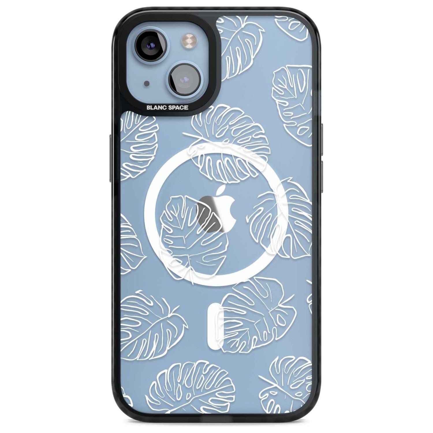 Monstera Leaves Phone Case iPhone 15 Plus / Magsafe Black Impact Case,iPhone 15 / Magsafe Black Impact Case,iPhone 14 Plus / Magsafe Black Impact Case,iPhone 14 / Magsafe Black Impact Case,iPhone 13 / Magsafe Black Impact Case Blanc Space
