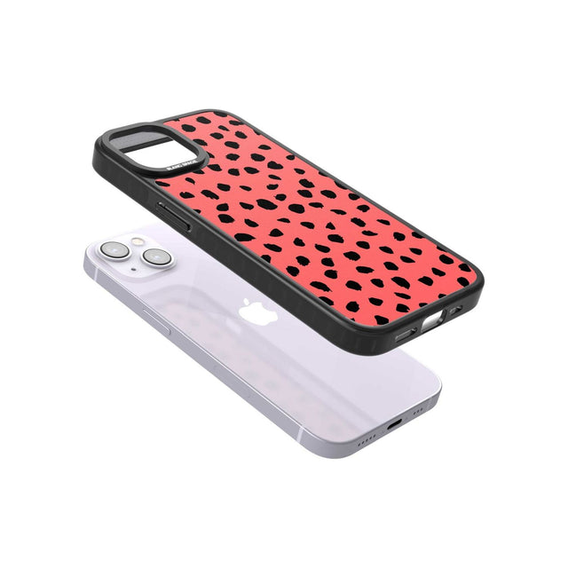 Black on Salmon Pink Dalmatian Polka Dot Spots Phone Case iPhone 15 Pro Max / Black Impact Case,iPhone 15 Plus / Black Impact Case,iPhone 15 Pro / Black Impact Case,iPhone 15 / Black Impact Case,iPhone 15 Pro Max / Impact Case,iPhone 15 Plus / Impact Case,iPhone 15 Pro / Impact Case,iPhone 15 / Impact Case,iPhone 15 Pro Max / Magsafe Black Impact Case,iPhone 15 Plus / Magsafe Black Impact Case,iPhone 15 Pro / Magsafe Black Impact Case,iPhone 15 / Magsafe Black Impact Case,iPhone 14 Pro Max / Black Impact Ca