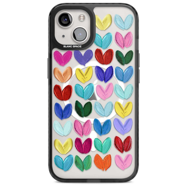 Oil Painted Hearts Phone Case iPhone 15 Plus / Magsafe Black Impact Case,iPhone 15 / Magsafe Black Impact Case,iPhone 14 Plus / Magsafe Black Impact Case,iPhone 14 / Magsafe Black Impact Case,iPhone 13 / Magsafe Black Impact Case Blanc Space