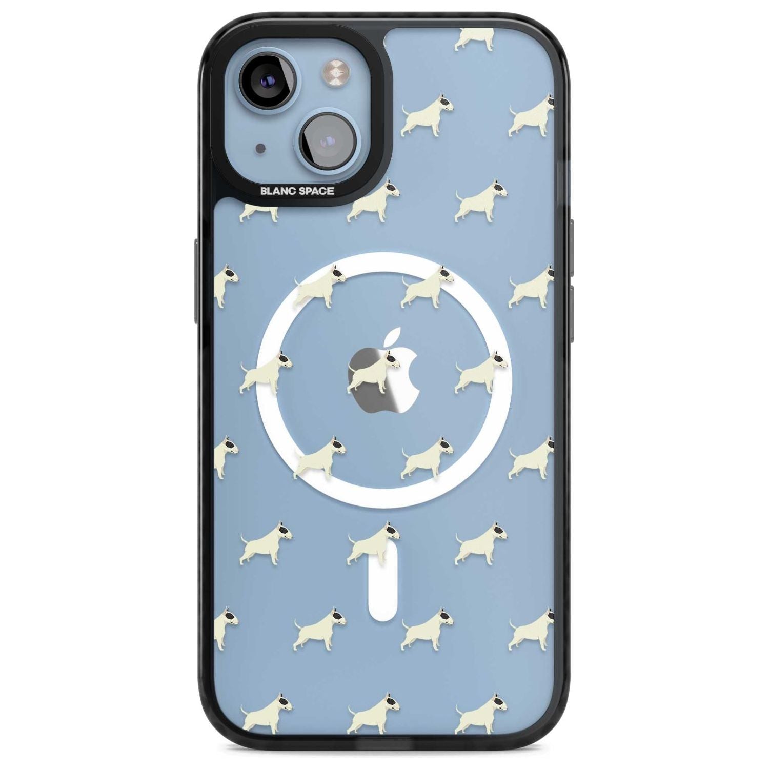 Bull Terrier Dog Pattern Clear Phone Case iPhone 15 Plus / Magsafe Black Impact Case,iPhone 15 / Magsafe Black Impact Case,iPhone 14 Plus / Magsafe Black Impact Case,iPhone 14 / Magsafe Black Impact Case,iPhone 13 / Magsafe Black Impact Case Blanc Space