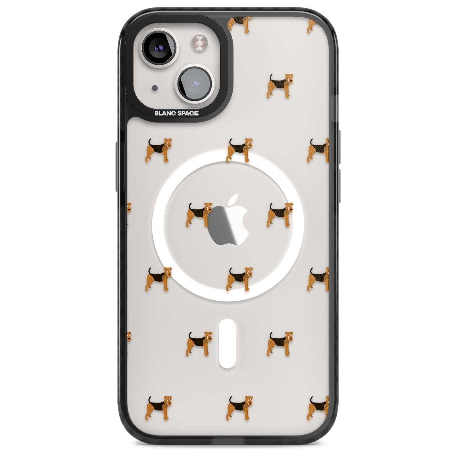 Airedale Terrier Dog Pattern Clear Phone Case iPhone 15 Plus / Magsafe Black Impact Case,iPhone 15 / Magsafe Black Impact Case,iPhone 14 Plus / Magsafe Black Impact Case,iPhone 14 / Magsafe Black Impact Case,iPhone 13 / Magsafe Black Impact Case Blanc Space